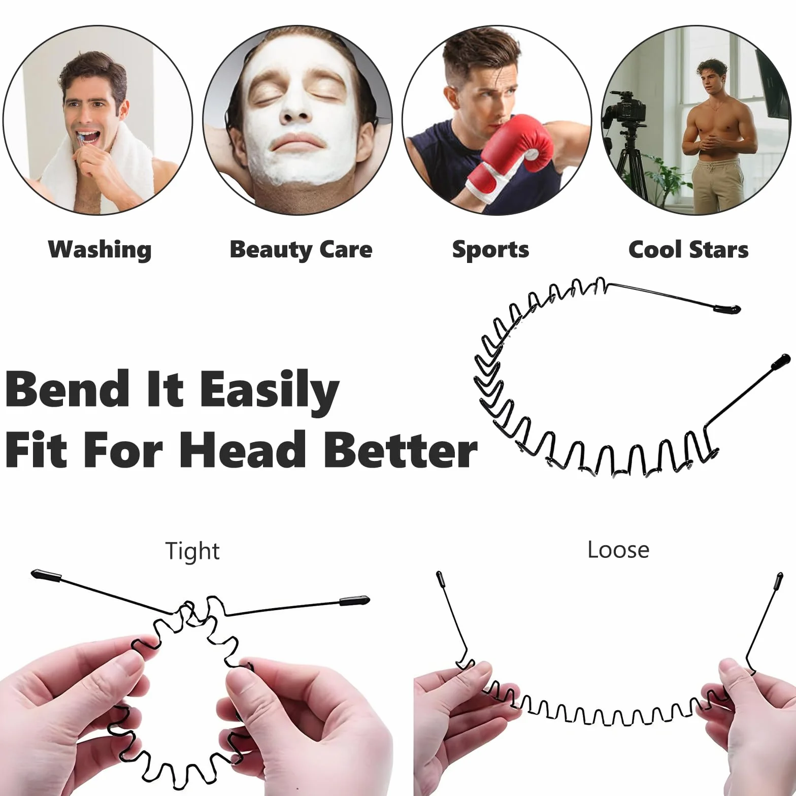Cerchietti per Capelli 6 Pezzi, Antiscivolo Cerchietto Uomo Donna per Sport Yoga Trucco