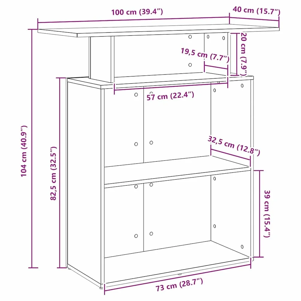 Bancone per ricevimento, in legno bianco, 100 x 40 x 104 cm, con ripiano, bancone da ufficio per sala reception, postazione di lavoro per ufficio e home office