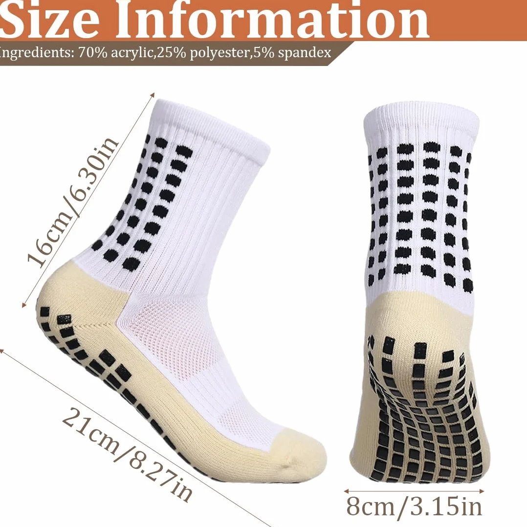 Calzini Calcio Antiscivolo Anti Vesciche Cotone Traspirante Grip Sportivi Uomo Donna 37-45 Ciclismo Trekking Bianco
