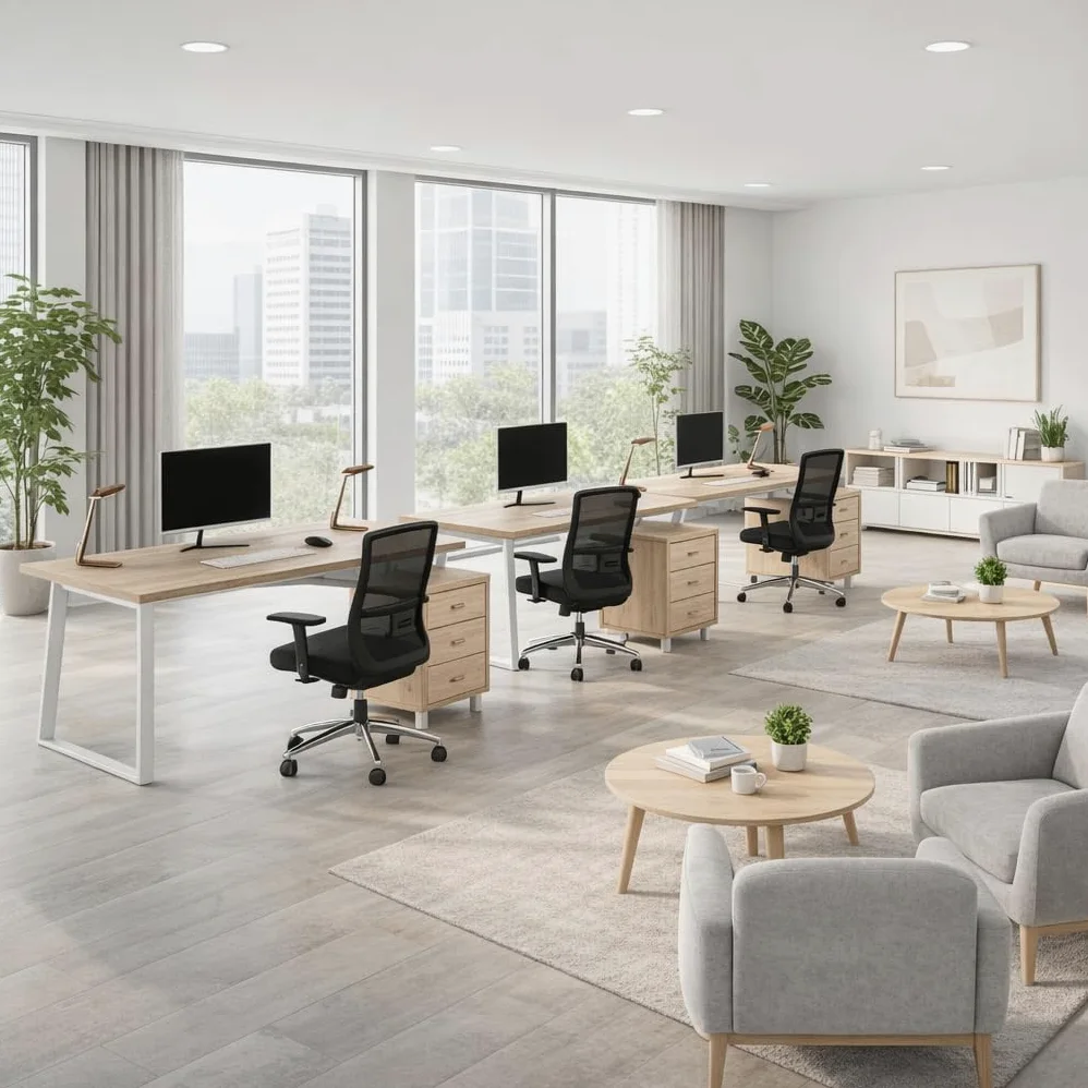 yelloo - Scrivania con Cassetti Salvaspazio, Scrivania Ufficio per Computer, Adatta per Cameretta, Scrivanie dal Design Moderno ed Elegante, Tavolo Ufficio Porta PC (Mod. ELEGANT Quercia)