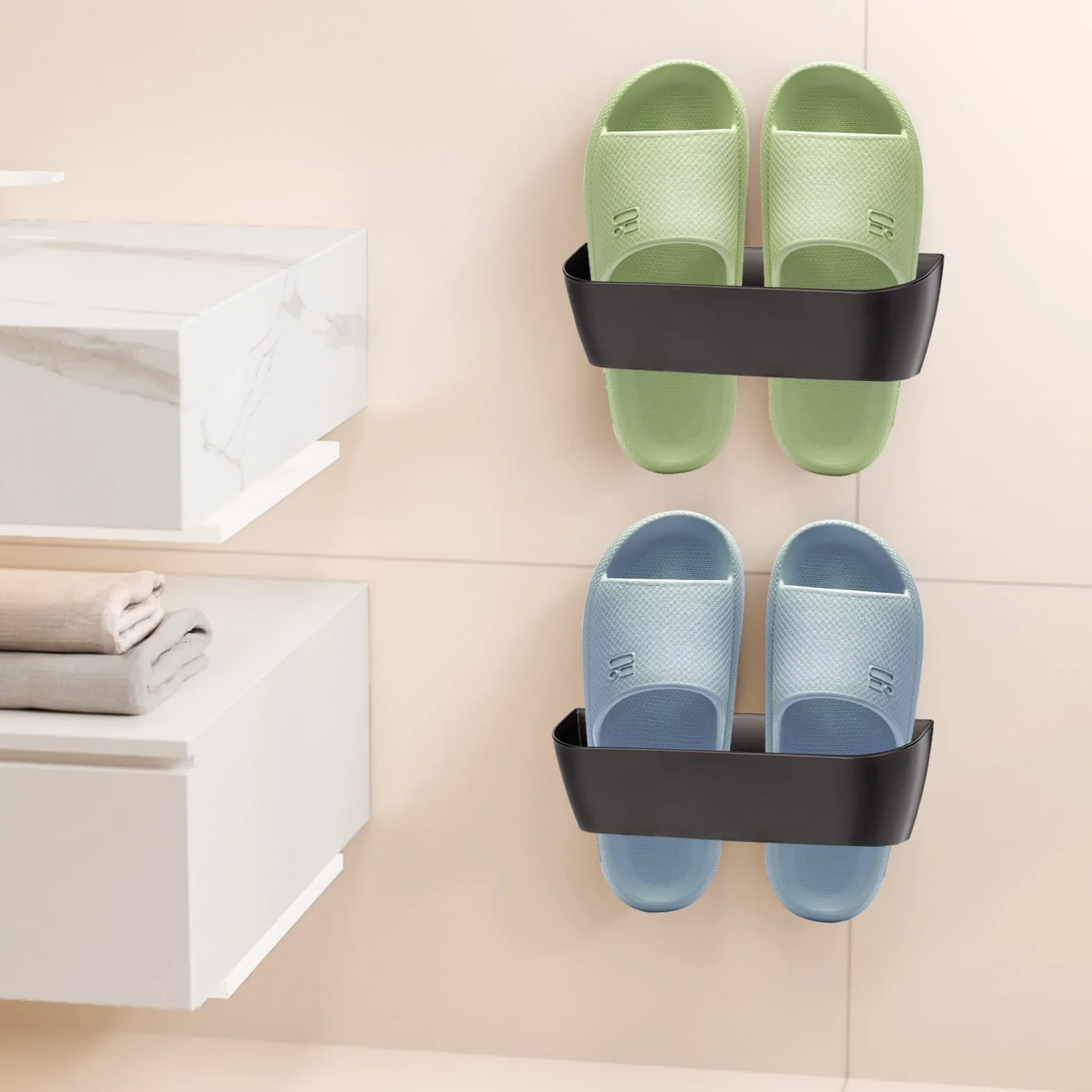 Porta Scarpe da Appendere: 6 Pezzi Salvaspazio, Non Richiede Foratura, Autoadesivo o Foratura, Adatto per Proprietari di Camper, Occupanti con Problemi di Spazio