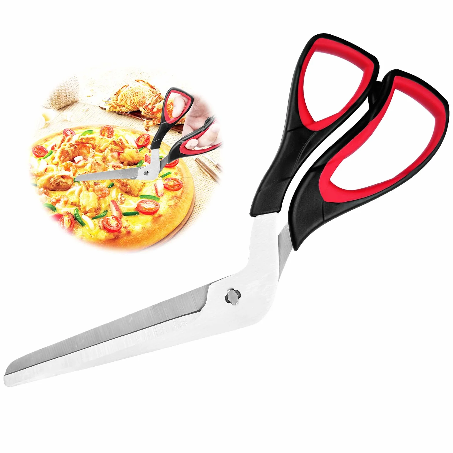 Relota forbici pizza, grande Staccabile forbice da cucina, multifunzionali acciaio inossidabile e Impugnatura Morbida tagliapizza, lavabile in lavastoviglie per Sandwich, Pane, Grill