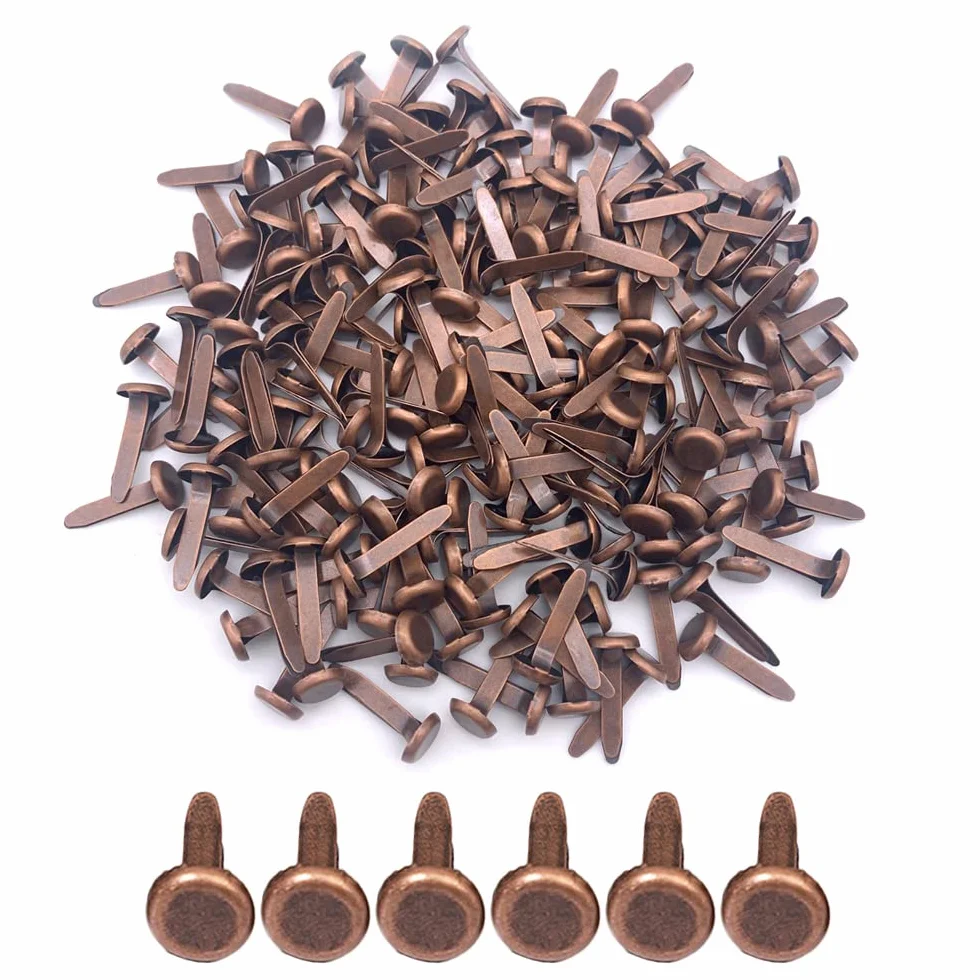 Mini Brads, Fermagli in Metallo, per Carte, Scrapbooking, Rame, 200 Pezzi