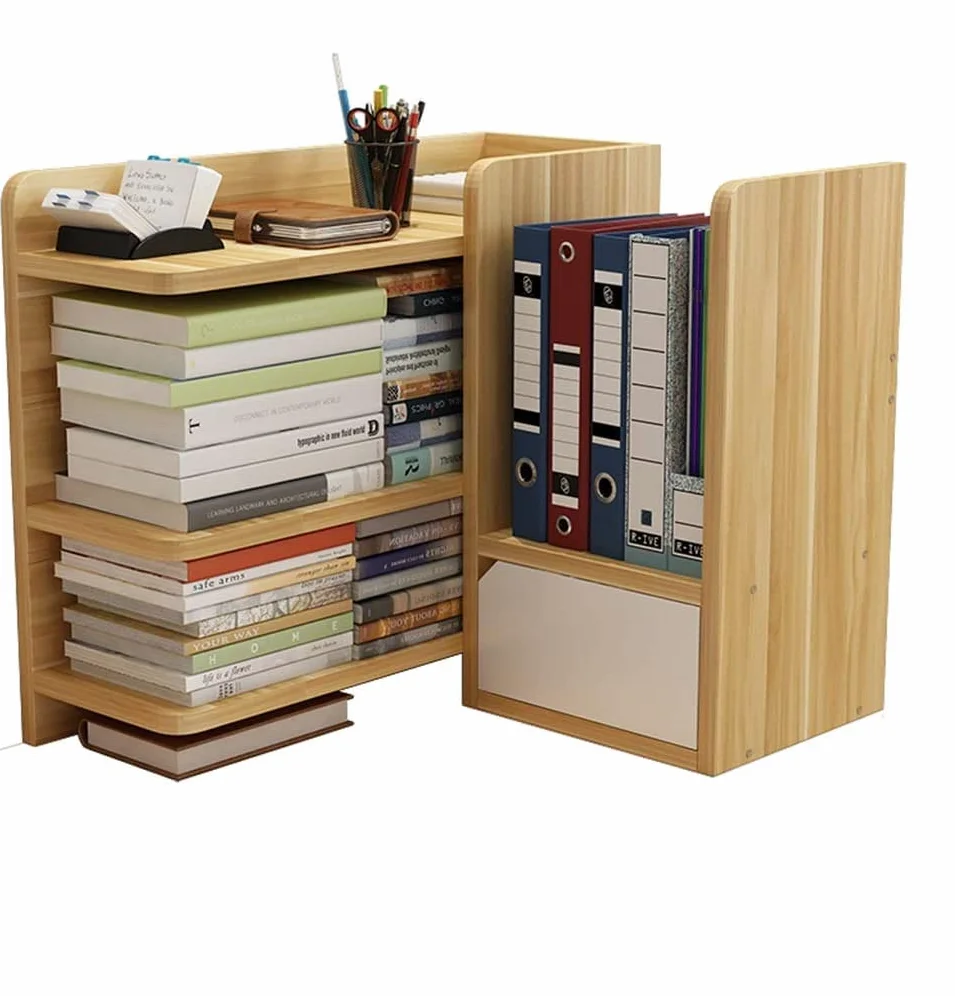 Libreria da tavoloScaffale da scrivania creativo Scaffale da scrivania Scaffale portaoggetti, Libreria con cassetti Scaffale portaoggetti da ufficio Scaffale da esposizione in legno Forniture per