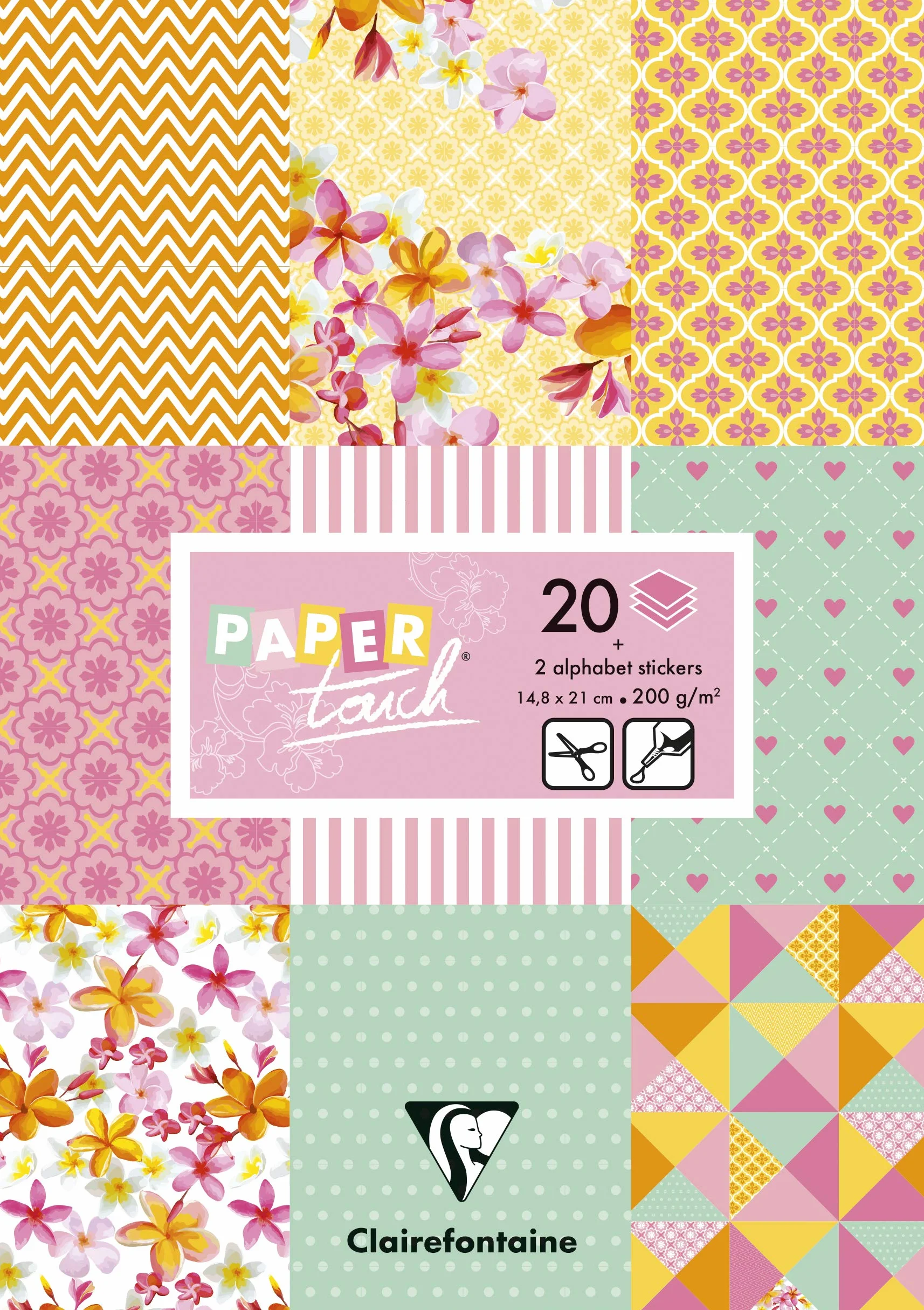 Clairefontaine Blocco Carta Scrapbooking A5 200g 20 Fogli Shabby