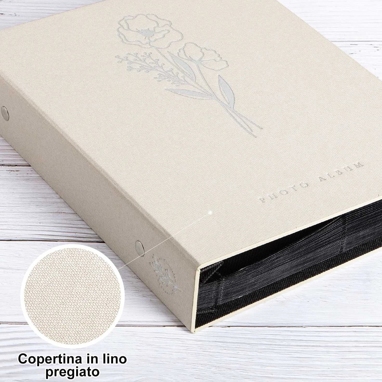Lanpn Album Fotografico 10x15 400 con Tasche, Biancheria Porta Foto Album Portafoto Verticale Tascabile Tasca Beige