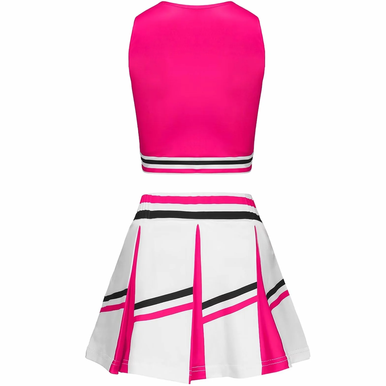 Costume da Cheerleader per Bambina con Pon Pon e Cerchietto per Capelli Uniforme Carnevale Halloween