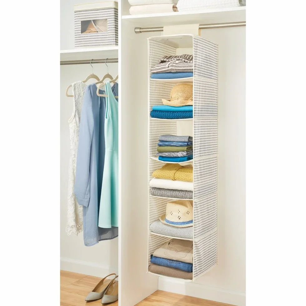 mDesign Organizzatore per armadio da appendere in tessuto 6 ripiani naturale blu cobalto