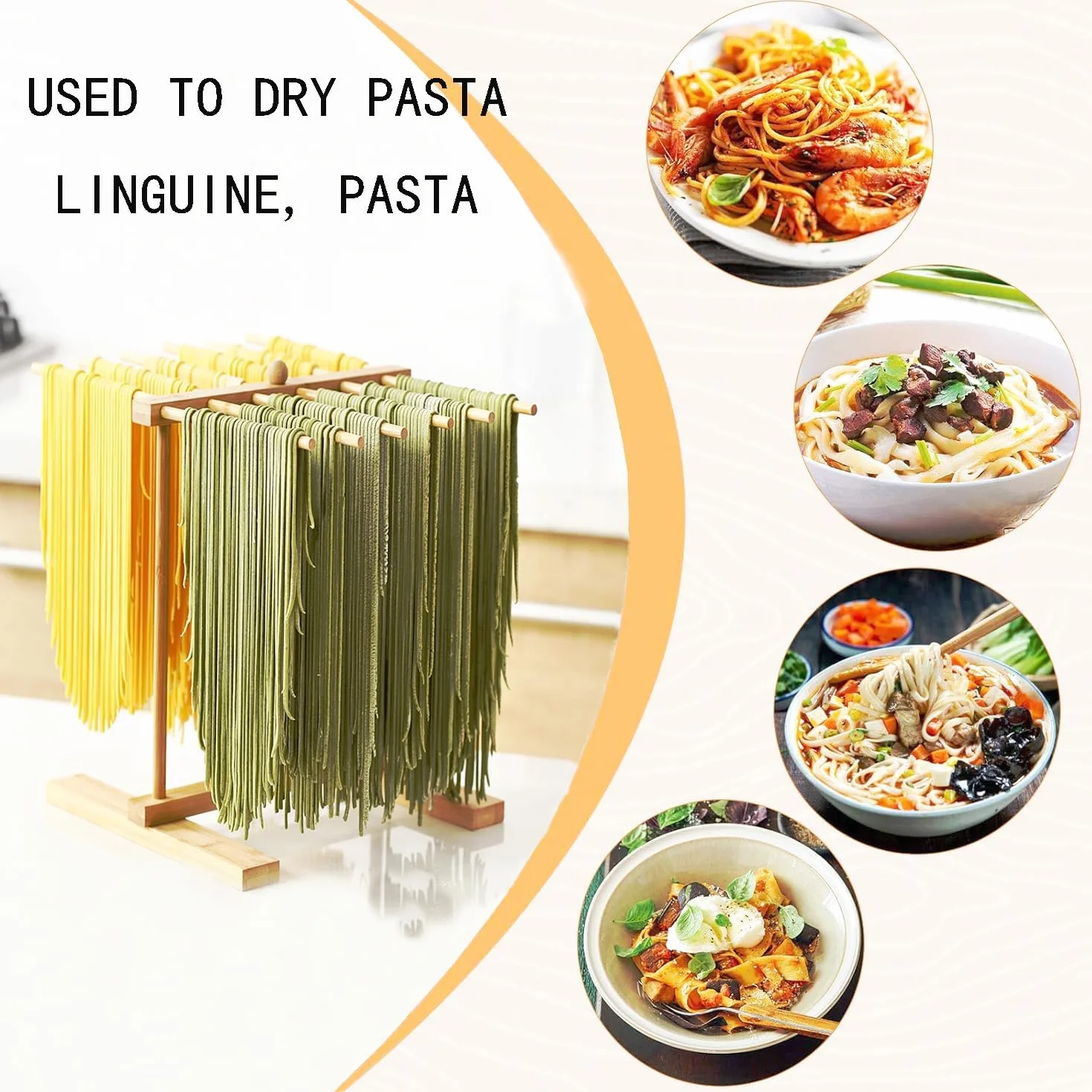 Porta Pasta Fresca con 12 aste Asciuga Pasta，asciuga Pasta Fresca，stendi Pasta Fresca，Facile da Pulire, risparmia Spazio