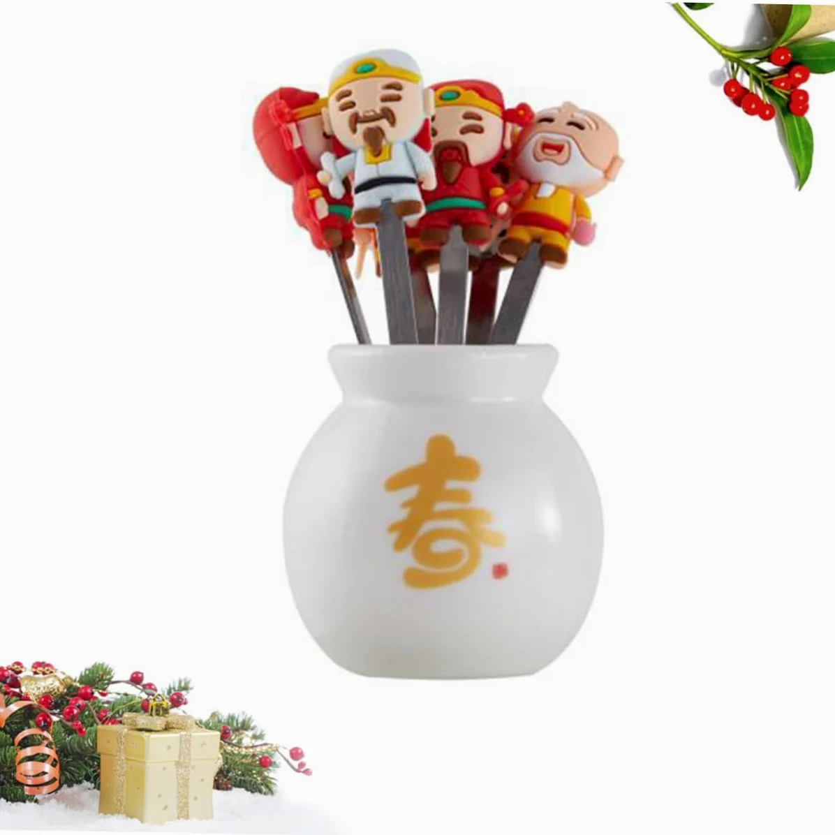 BESTonZON 3sets Forchette Acciaio Inossidabile Per Frutta e Mini Dolci Forchettine Eleganti Per Dessert e Antipasti Per Capodanno Cinese e Feste Pratiche e Resistenti