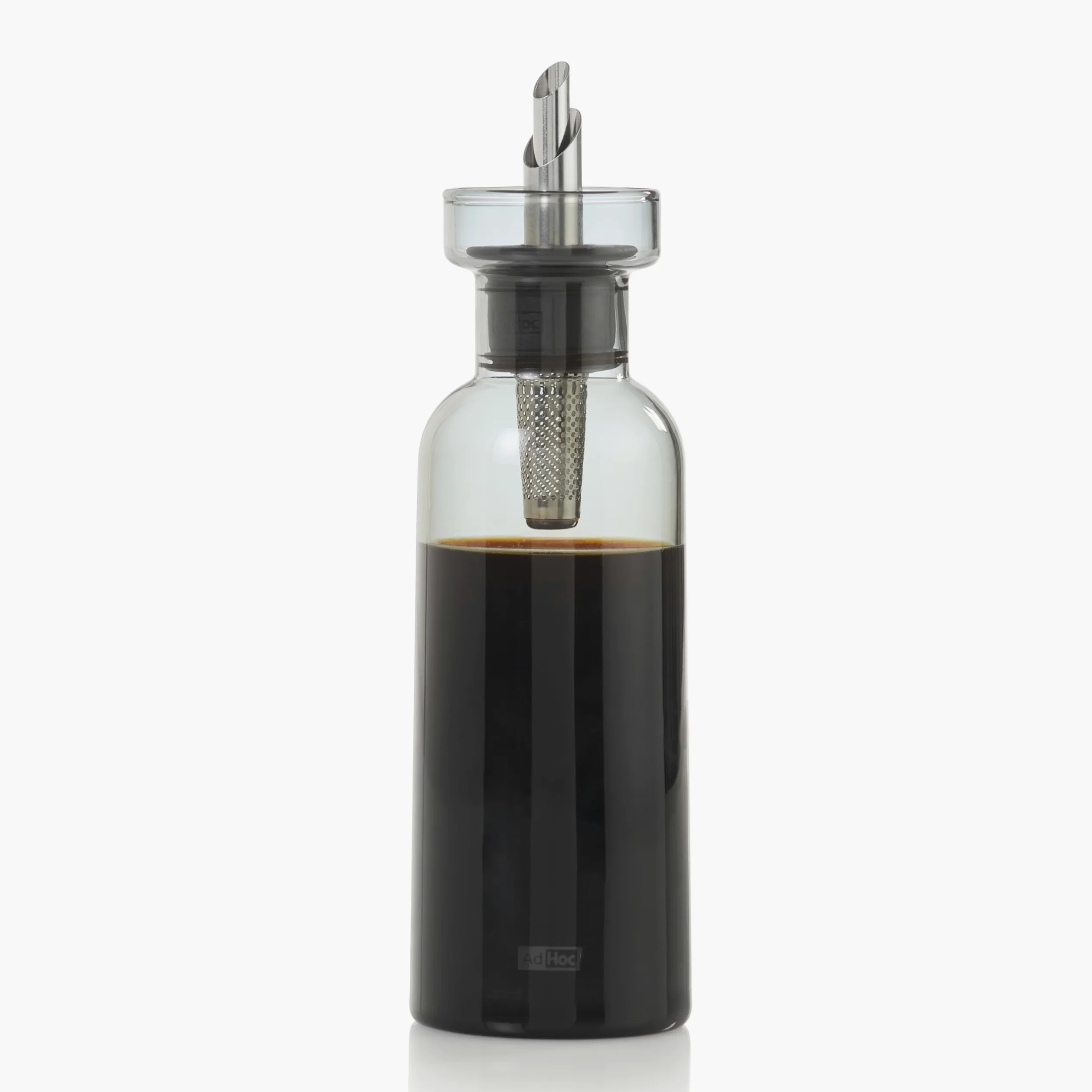 AdHoc AromaPour - Set di 2 bottiglie per olio e aceto, in vetro grigio, 300 ml, dispenser filtrato antigoccia, per olio e aceto, lavabile in lavastoviglie
