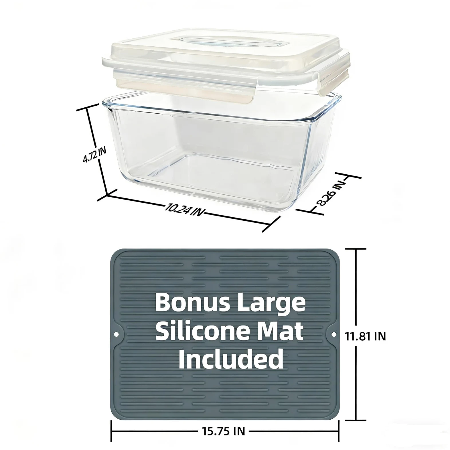 Grandi contenitori in vetro con coperchi, grandi contenitori per alimenti per marinata per rosticceria, pollo, preparazione di tacchino, anguria, potluck, XL XL extra large, contenitori ermetici per