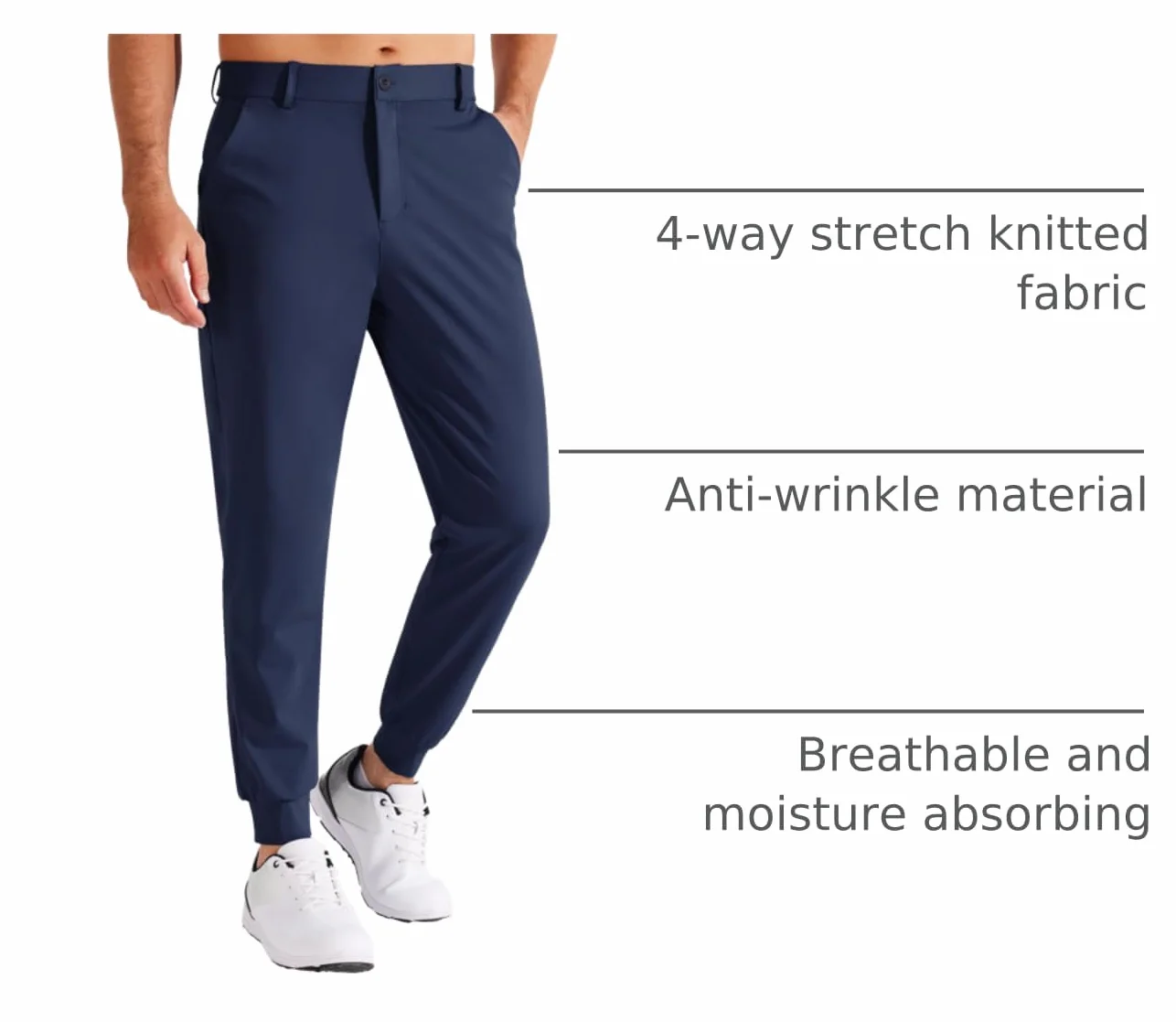 Pantaloni da Golf Uomo Slim Fit Jogger con Tasche