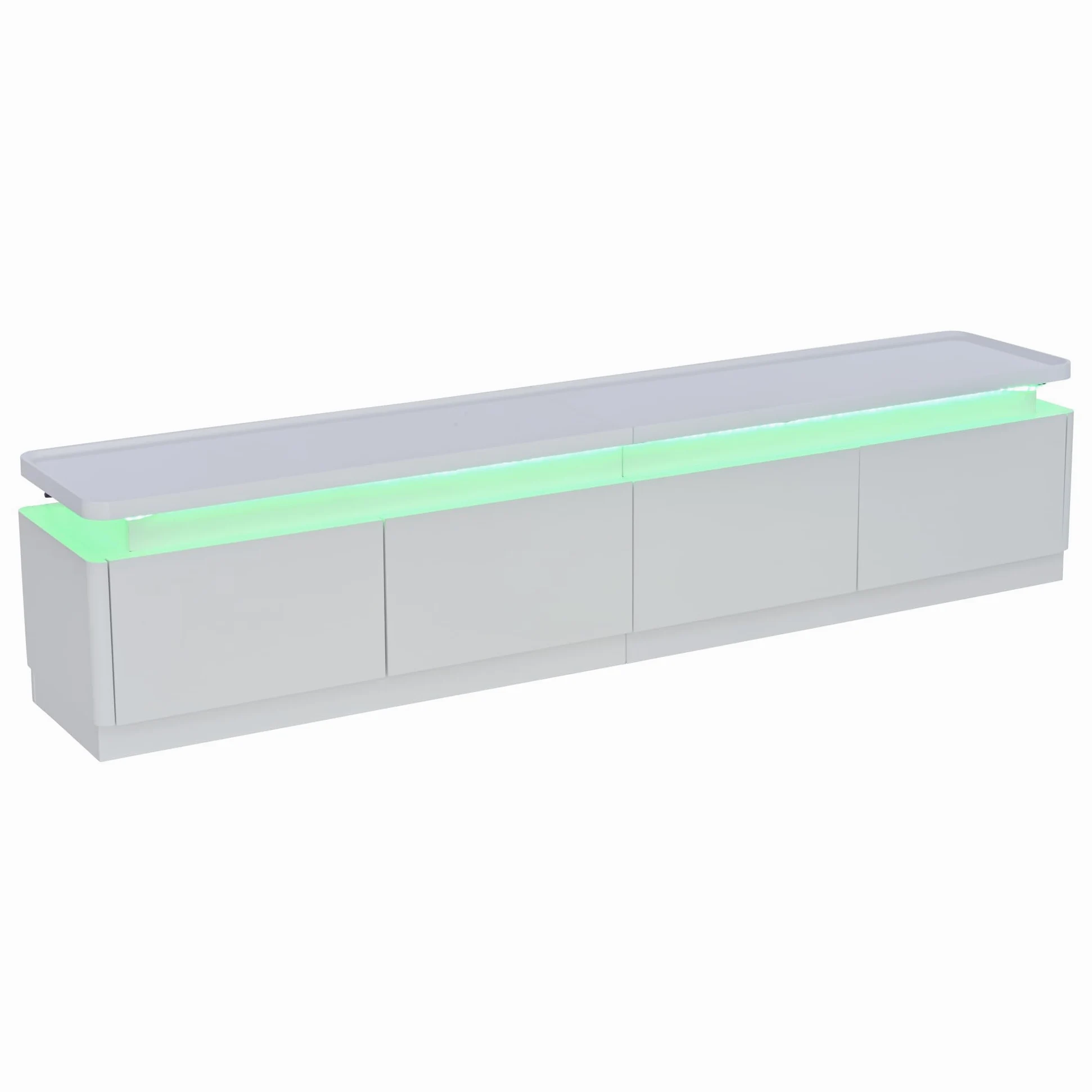 Armadio per TV con 4 cassetti, 180 x 34 x 40 cm, con LED, lucido e tavolo per TV, adatto per TV da 80 pollici (bianco)