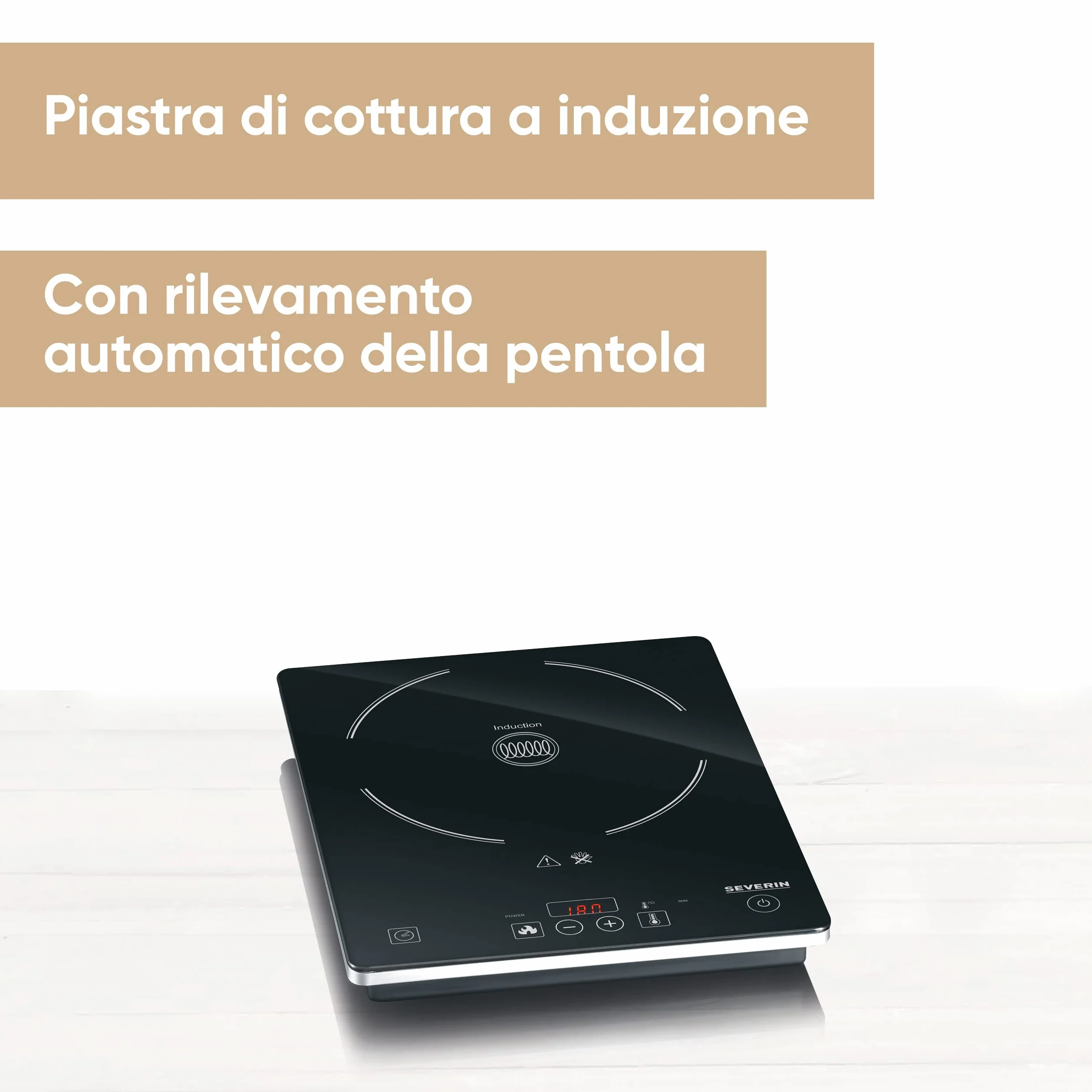 SEVERIN Piastra a Induzione Singola 2000 W Fornello da Campeggio con Piano in Vetroceramica Regolazione Continua Temperatura Nero KP 1071