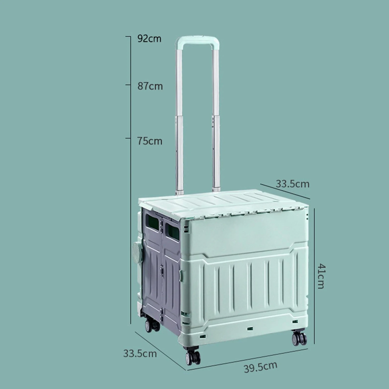 Scatola portaoggetti pieghevole con coperchio, portatile, con manico in alluminio regolabile, per shopping, viaggi, ufficio, 34 x 40 x 41 cm, facile da trasportare e riporre