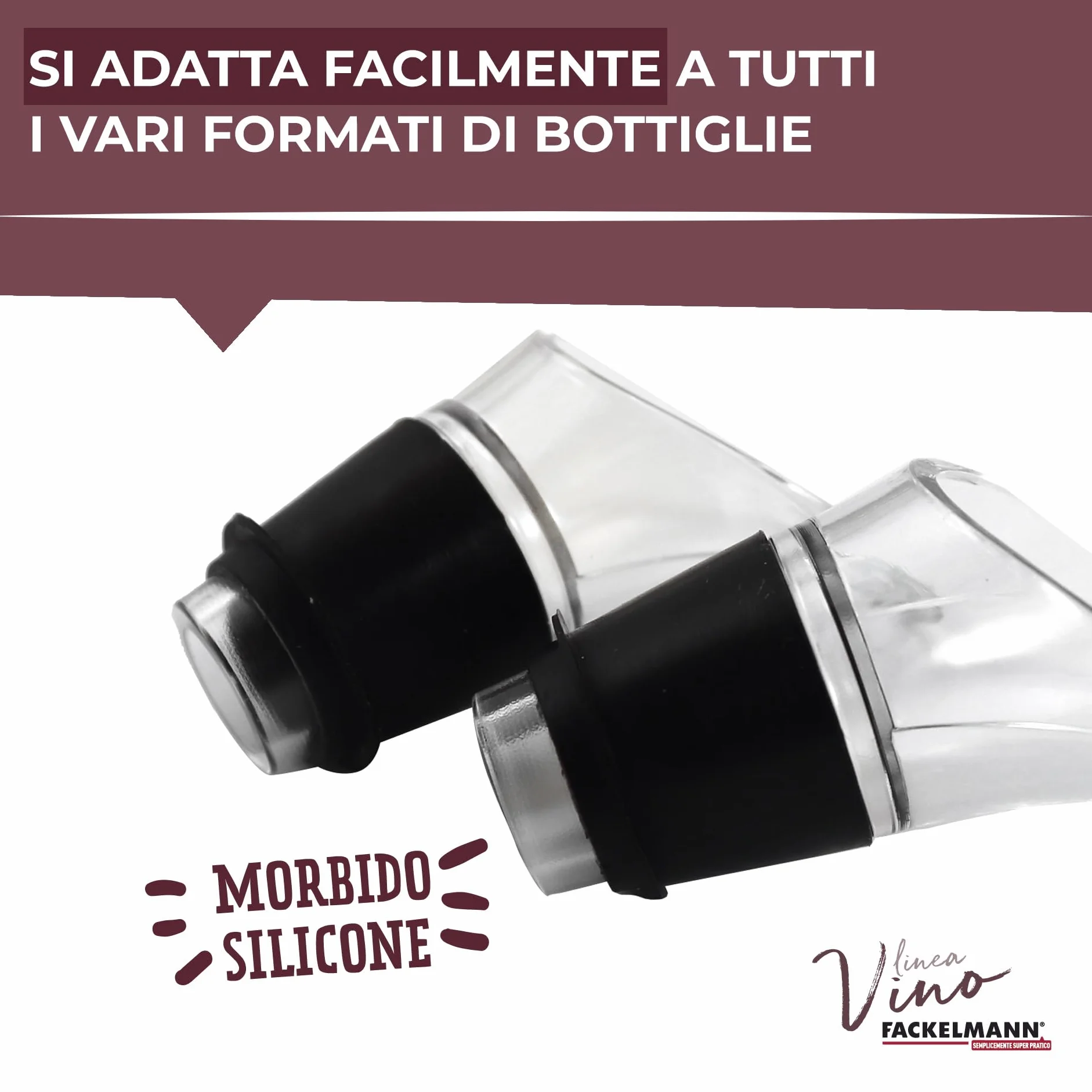 Fackelmann Beccucci Decanter 2 pz antigoccia lavastoviglie plastica silicone 4 x 5,7 cm