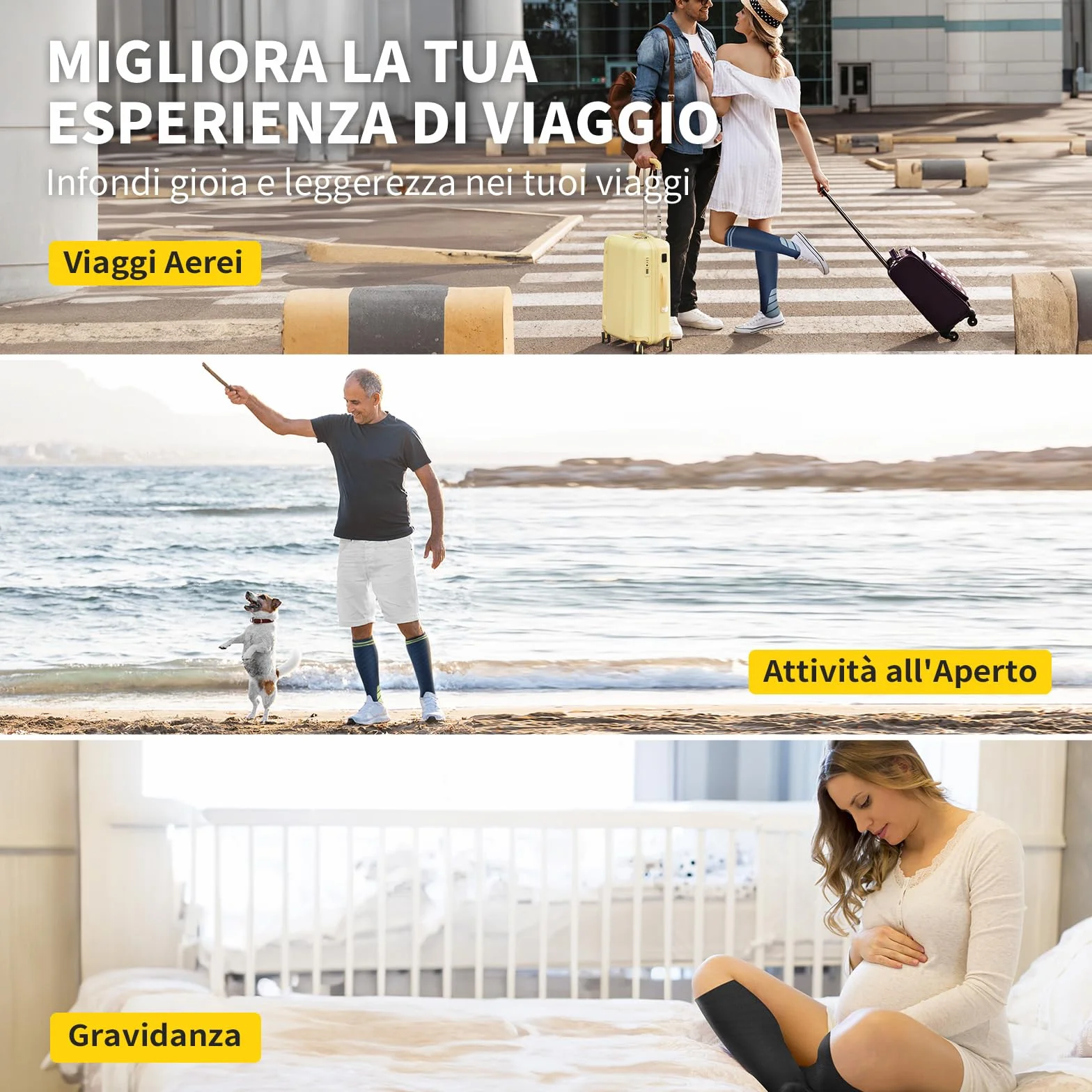 CAMBIVO Calze Compressione Graduata Donna Uomo 20-30mmHg 3 Paia Antitrombo Elastiche per Sport Varicose