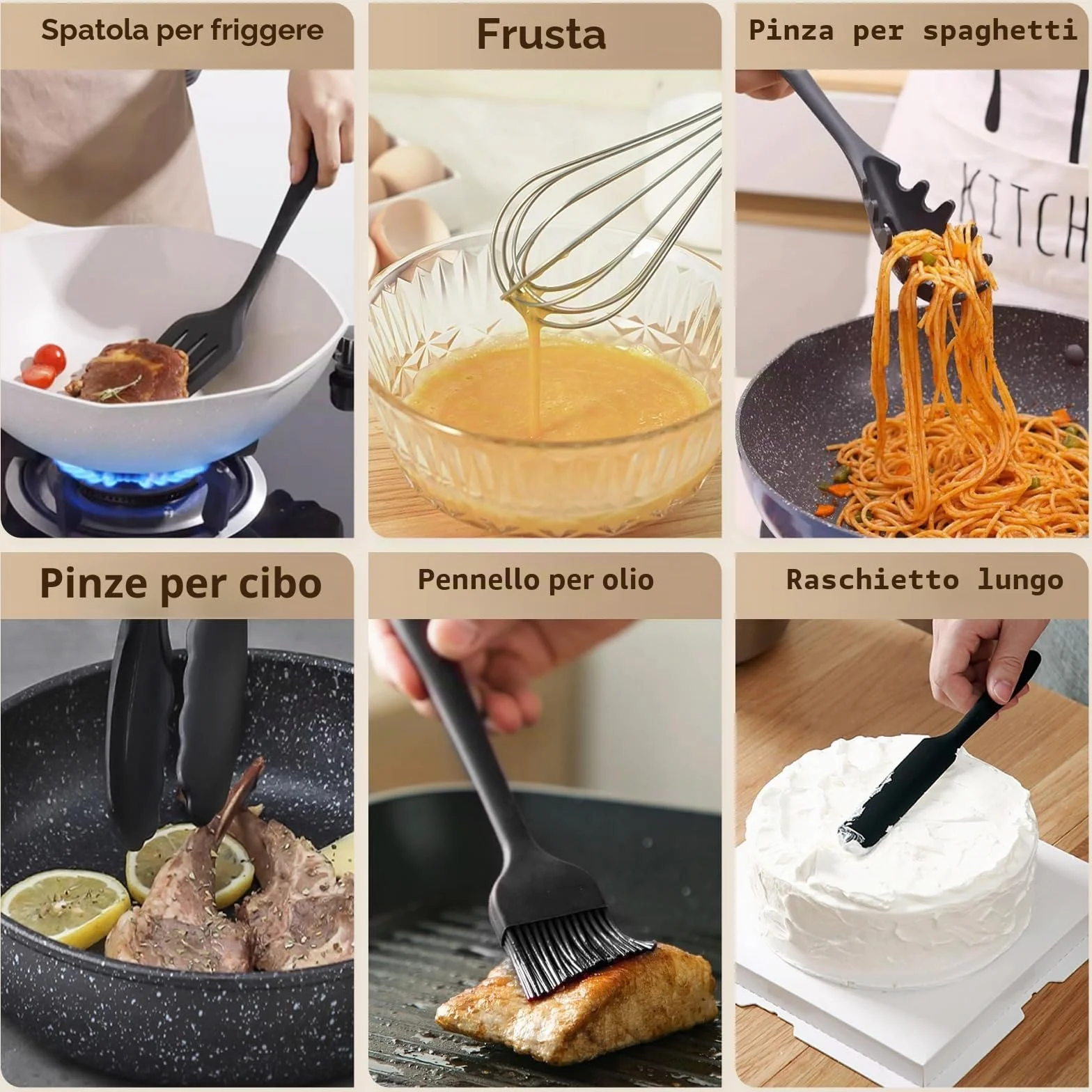 Set 13 Pezzi Utensili Cucina Silicone Antiaderenti Resistente al Calore Lavabile In Lavastoviglie