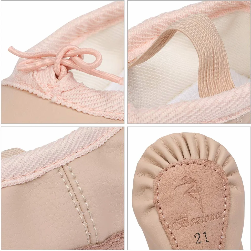 Scarpette da Danza Classica in Pelle per Bambina Ragazze e Donna