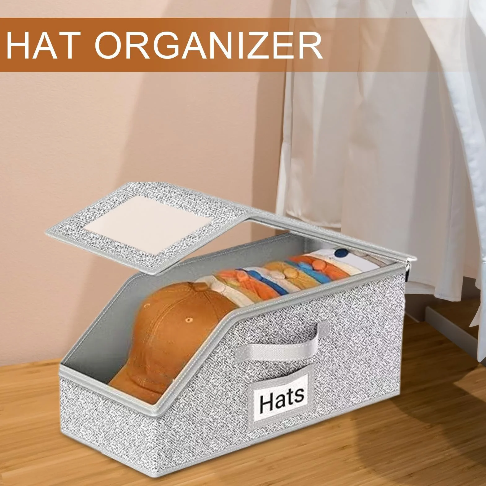 Organizzatore per Cappellini da Baseball Scatola Portacappelli Trasparente Ampia Capacità Coperchio Trasparente Custodia Resistente
