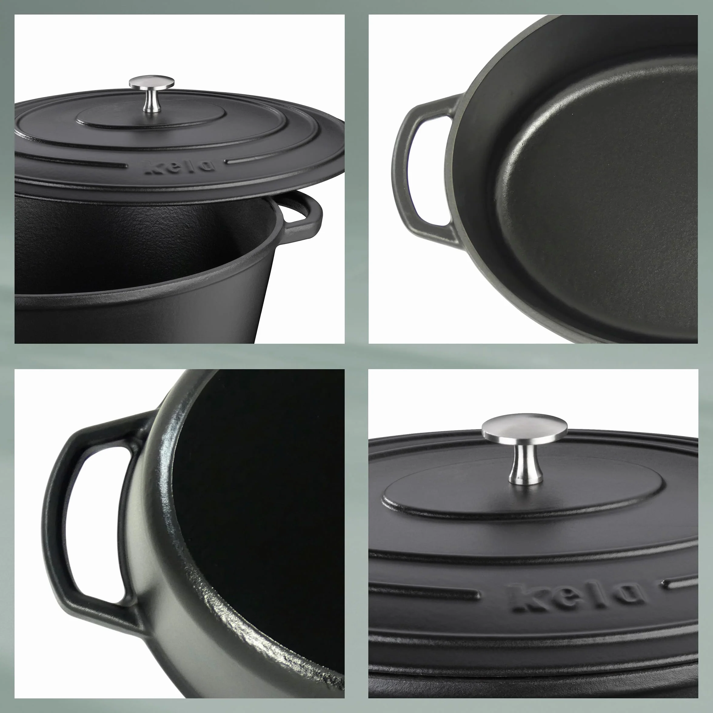 kela Torrefattore Ovale Calido Nero 6,5 Litri, 6.5 Litri, Cast Iron