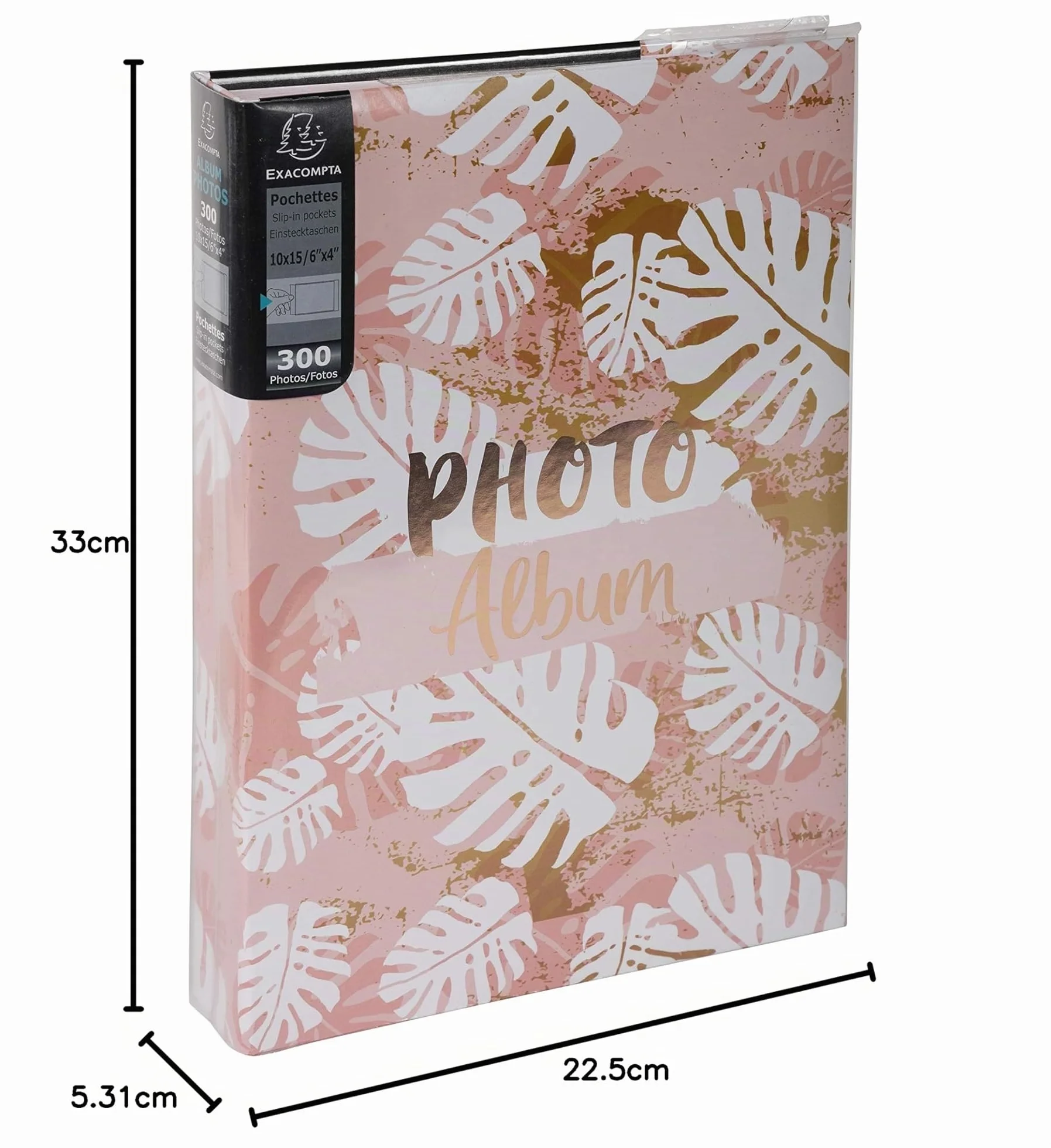 Exacompta - Cod. 62223E - Album foto con tasche PASTEL TROPIC - 300 foto 10x15cm - 100 pagine - Formato 22,5x32,5cm - album stampato con marchio rosa sulla copertina