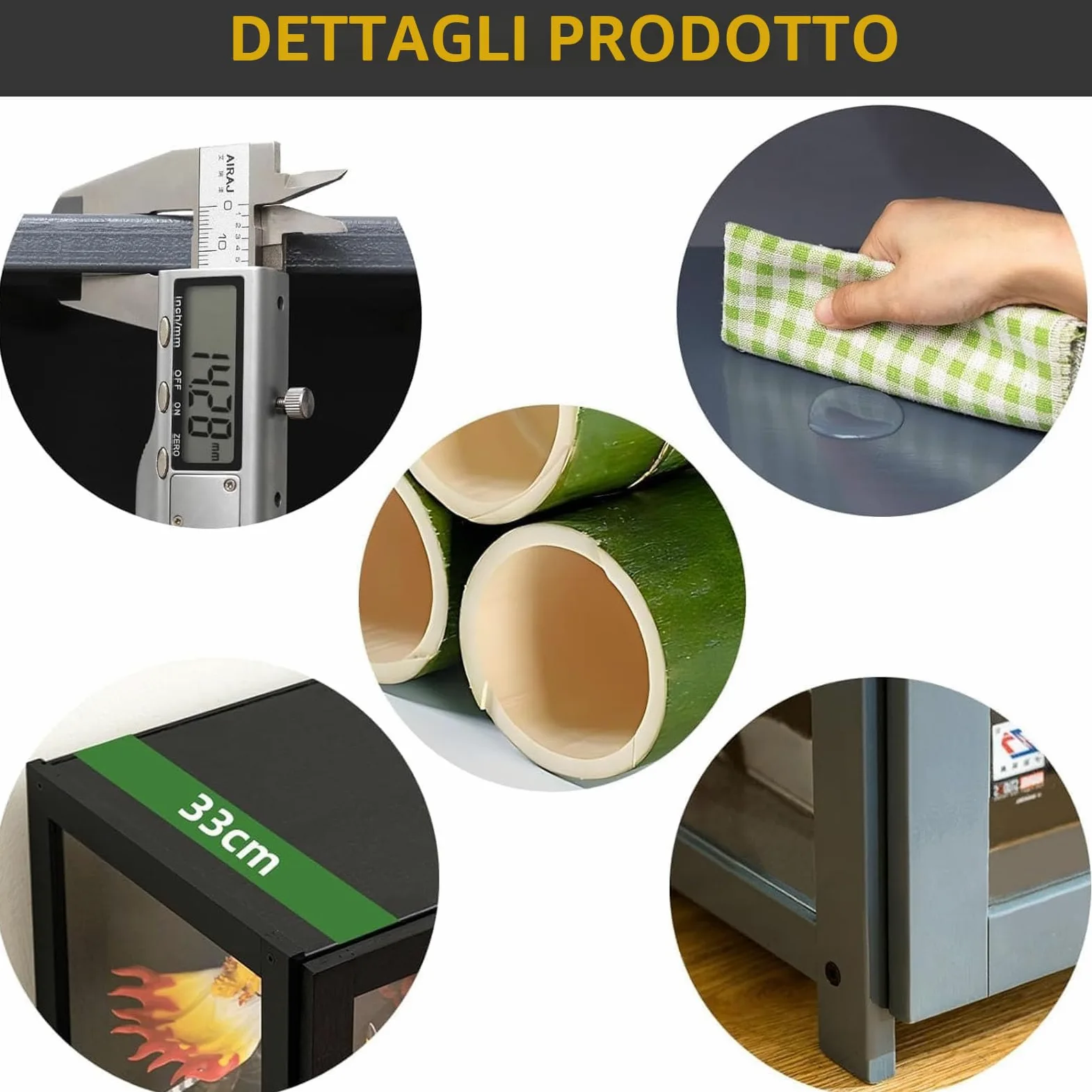 Vetrina anta vetro acrilico, vetrina 5 ripiani, organizer giocattoli collezione, libreria camera da letto, angolo lettura, bambini, bambù (porta a foglio nero)