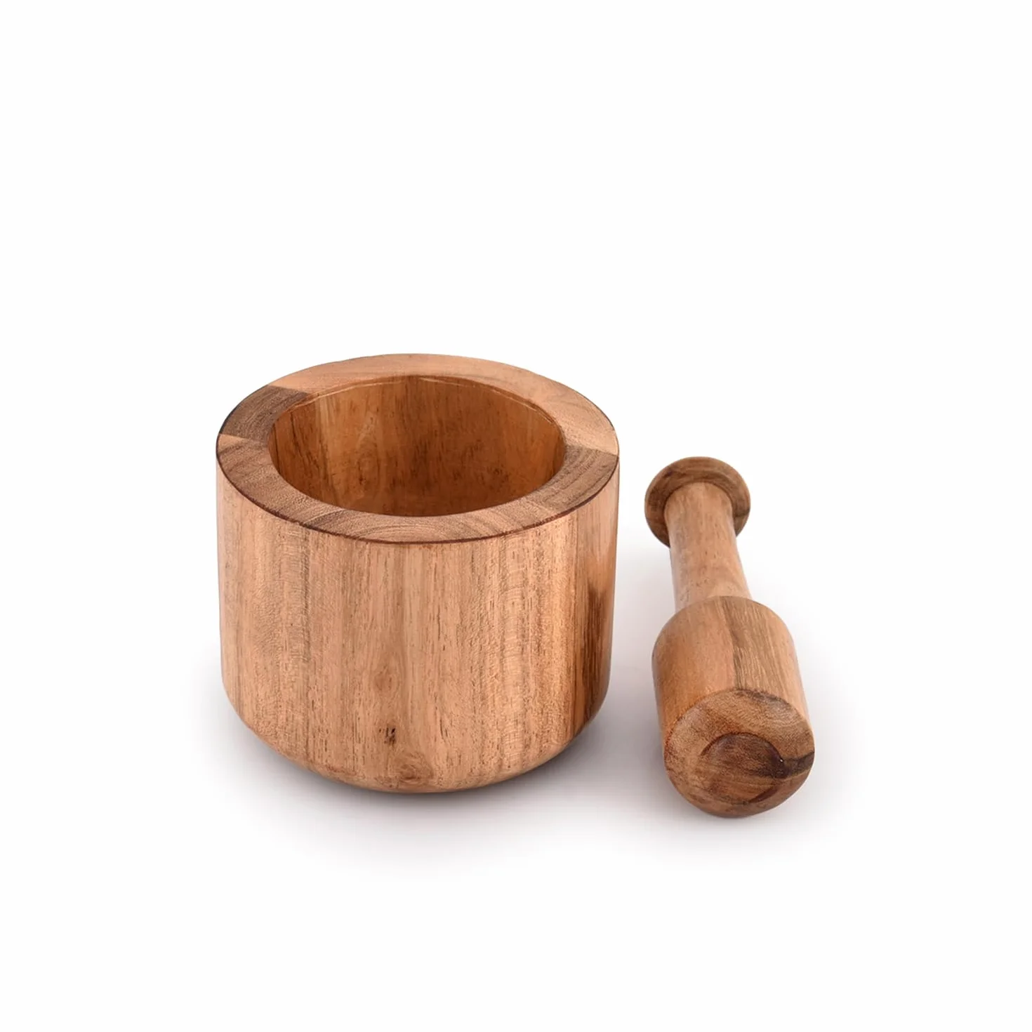 Samhita Mortaio e pestello in legno di acacia per aglio, pepe, erbe, utensili da cucina Regalo di compleanno, inaugurazione casa 10,2 x 7,6 cm, 14 cm