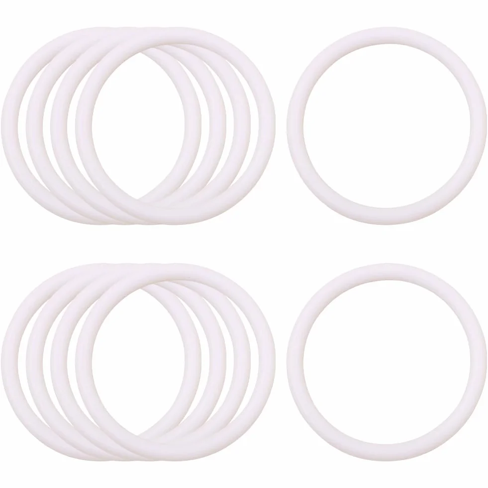 JIHUOO 30 Pezzi Anelli in Plastica Bianchi da 50mm per Artigianato, Acchiappasogni, Cerchi Floreali