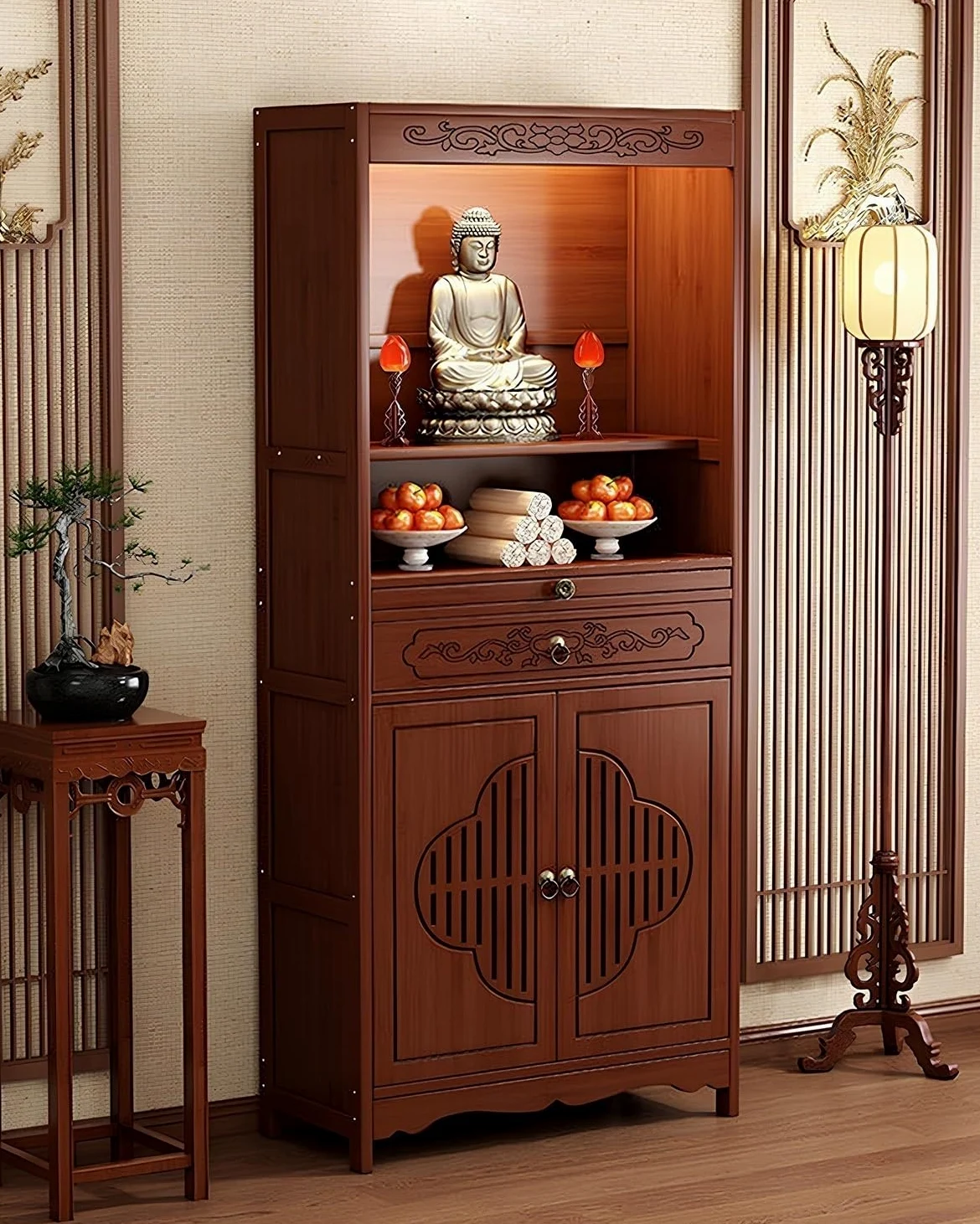 Mobile Altare, Tavolo Altare Per Meditazione, Altare Buddista, Cinese Con Piedistallo E Tavolo Per Offerte(52cm/20.5in)