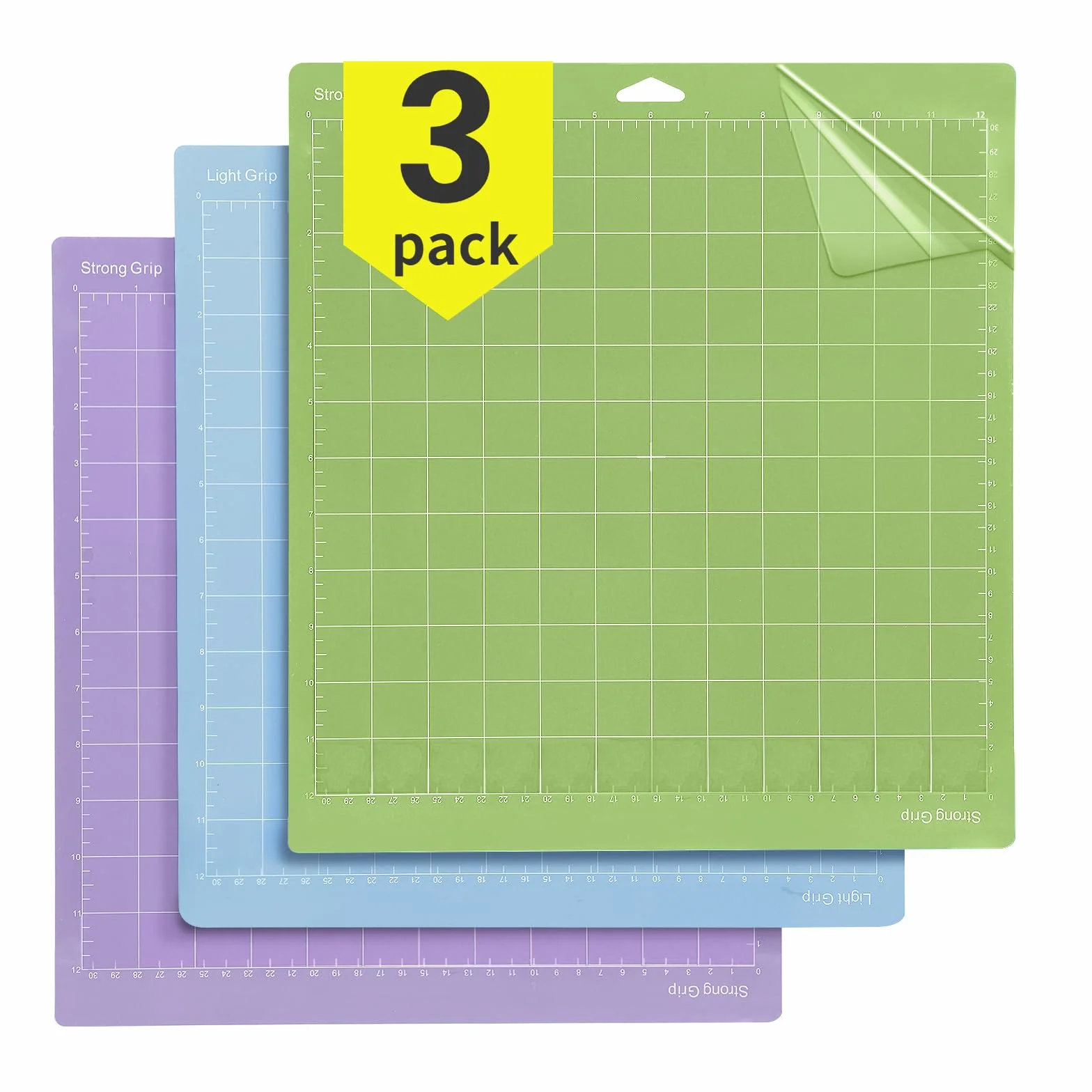 Tappetino da Taglio per Cricut, 3 Pezzi 33x30 cm, Autoadesivo per Cricut Explore One/Air/Air 2/Maker, LightGrip (Blu+Viola+Verde)