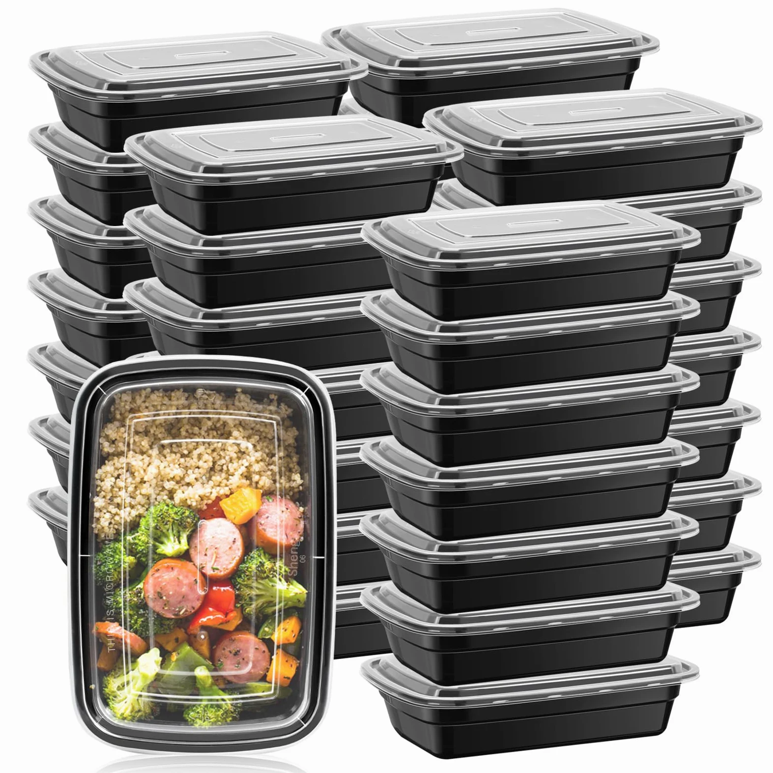 50Pcs Contenitori per la Preparazione dei Pasti da 900ml Contenitore per Frutta con Coperchi Portatile per Cibo da Asporto Picnic