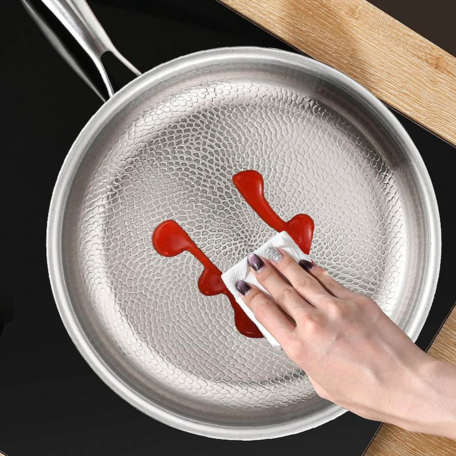 Generico Pentola in Titanio Utensile da Cucina Antiaderente | Padella per Bistecche Resistente al Calore per Cuochi Famiglie Occupate Preparazione Pasti Casa Appartamento Uova Pancake