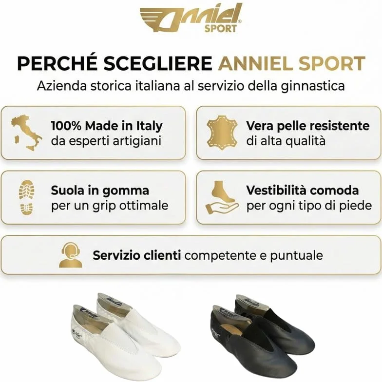 Anniel Scarpe Ginnastica Artistica in Pelle Suola Gomma Made in Italy