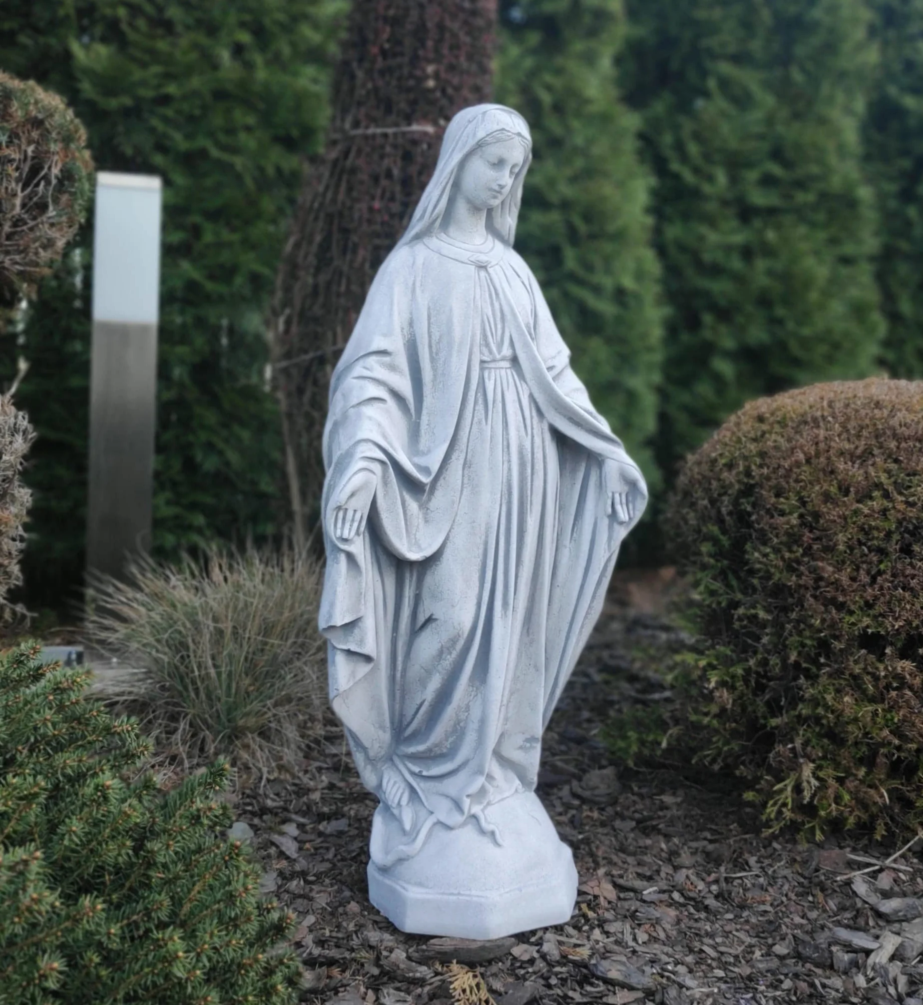 Figura della Vergine Maria, scultura esterna o interna in pietra ricostituita, statua religiosa 63cm