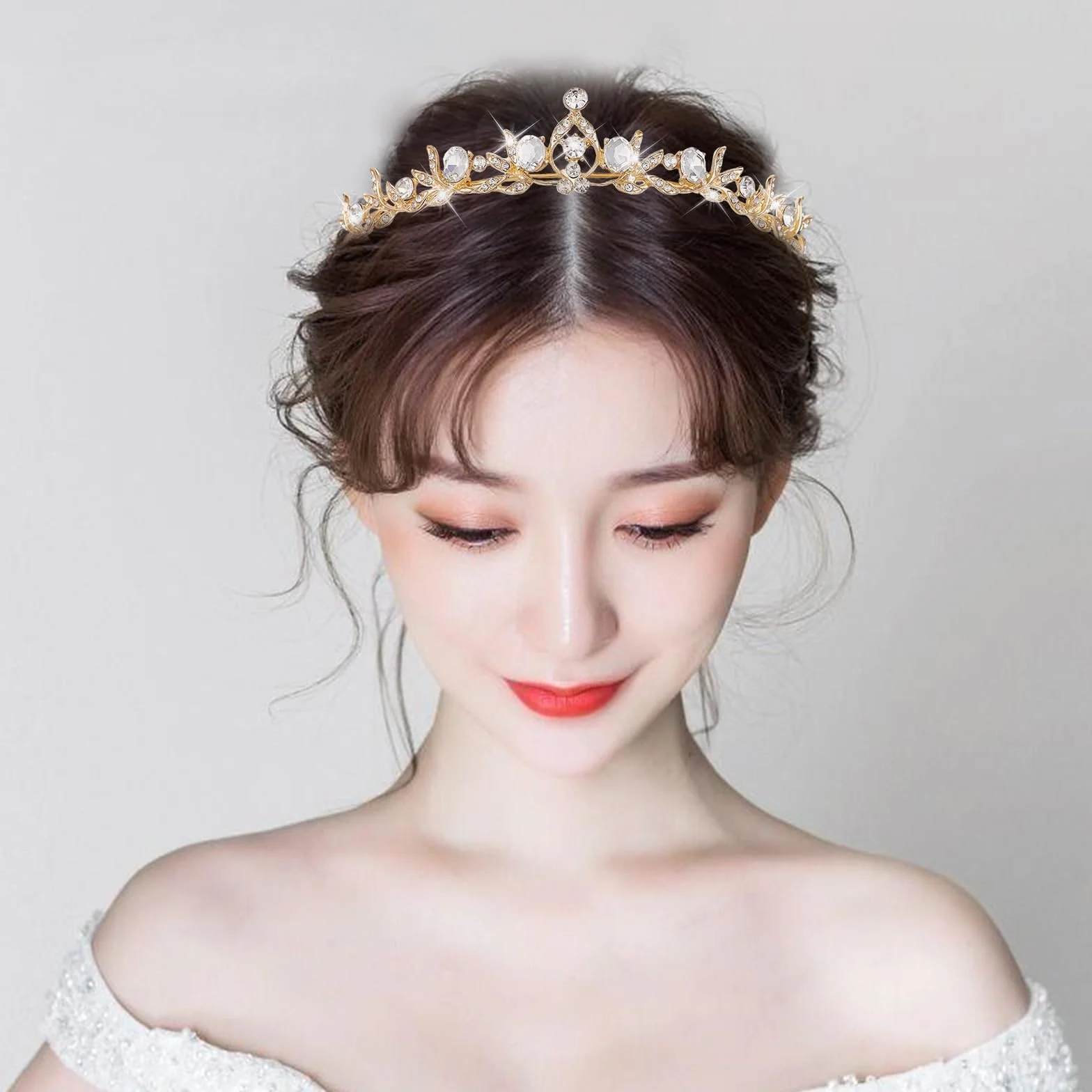 Tiara Corona di Cristallo con Strass Regina Corone Donna Diadema Sposa Coroncina Principessa