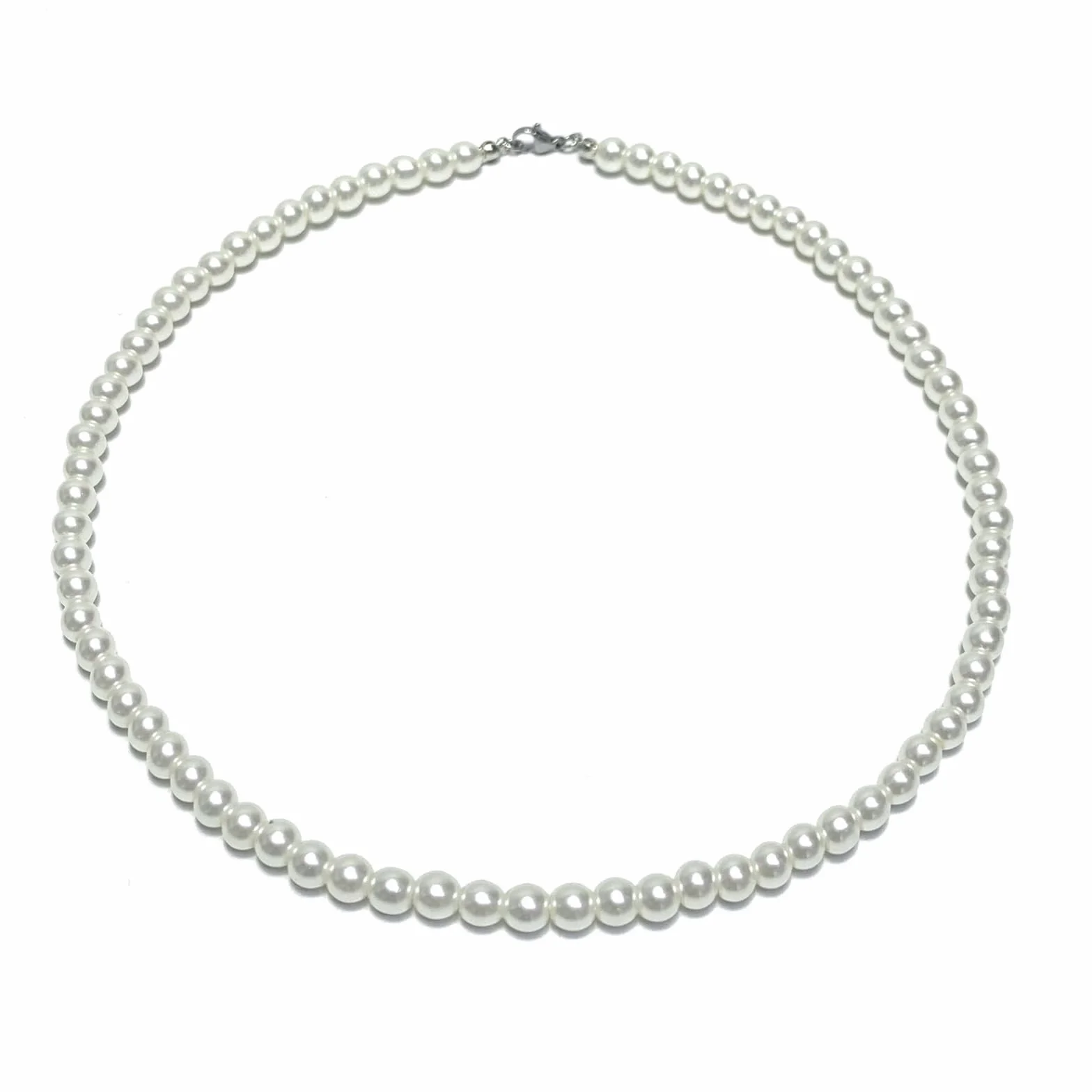 SwirlColor Collana Falso Perla Maschile, Gioielli Breve -6mm/2.36in
