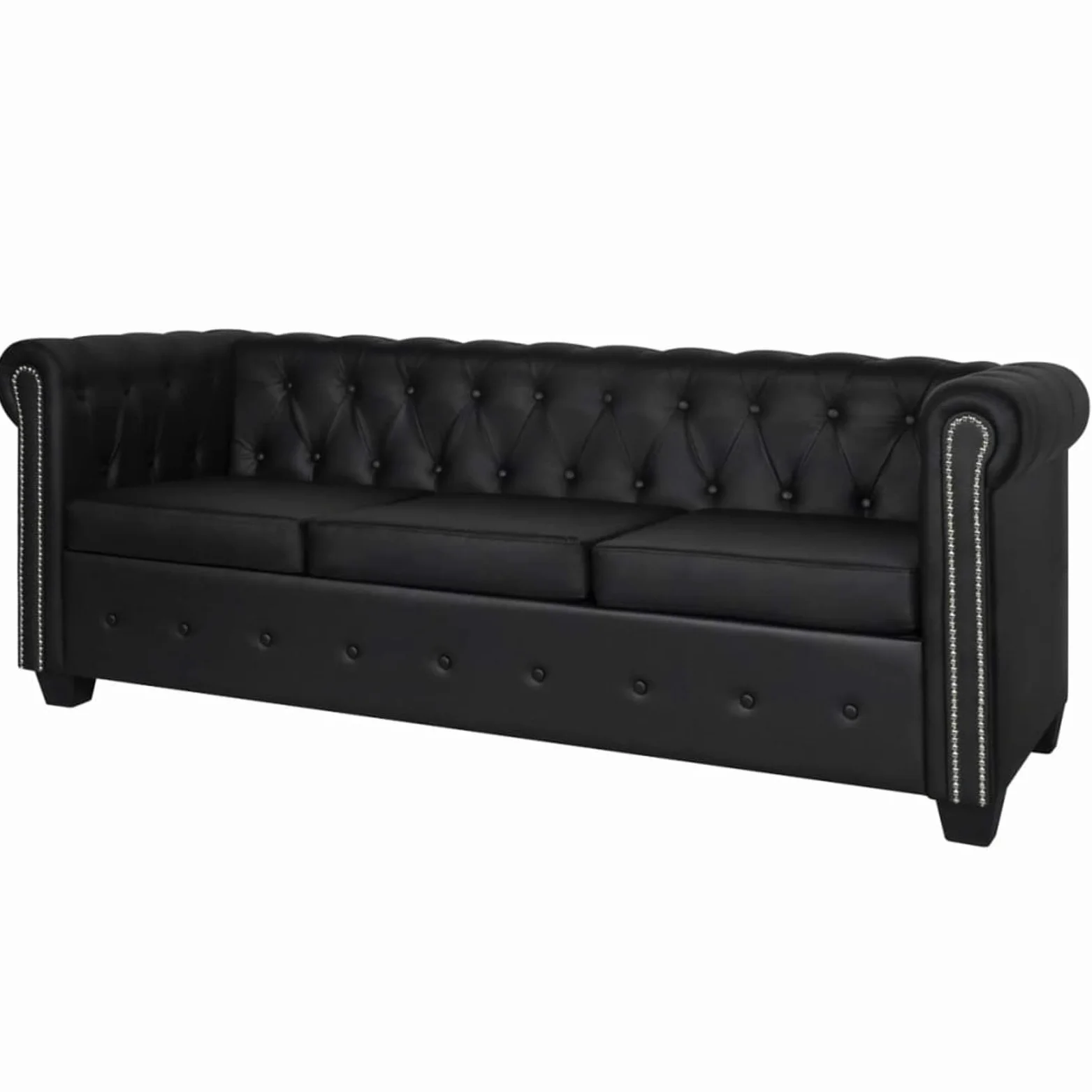 Homgoday Divano Chesterfield a 3 Posti in Pelle Artificiale Nero,Divani 3 Posti Offerte,Divano Chesterfield Moderno,Divano Ecopelle,Divano in Pelle,Divano Vintage,Divano in Offerta,Divano Pelle
