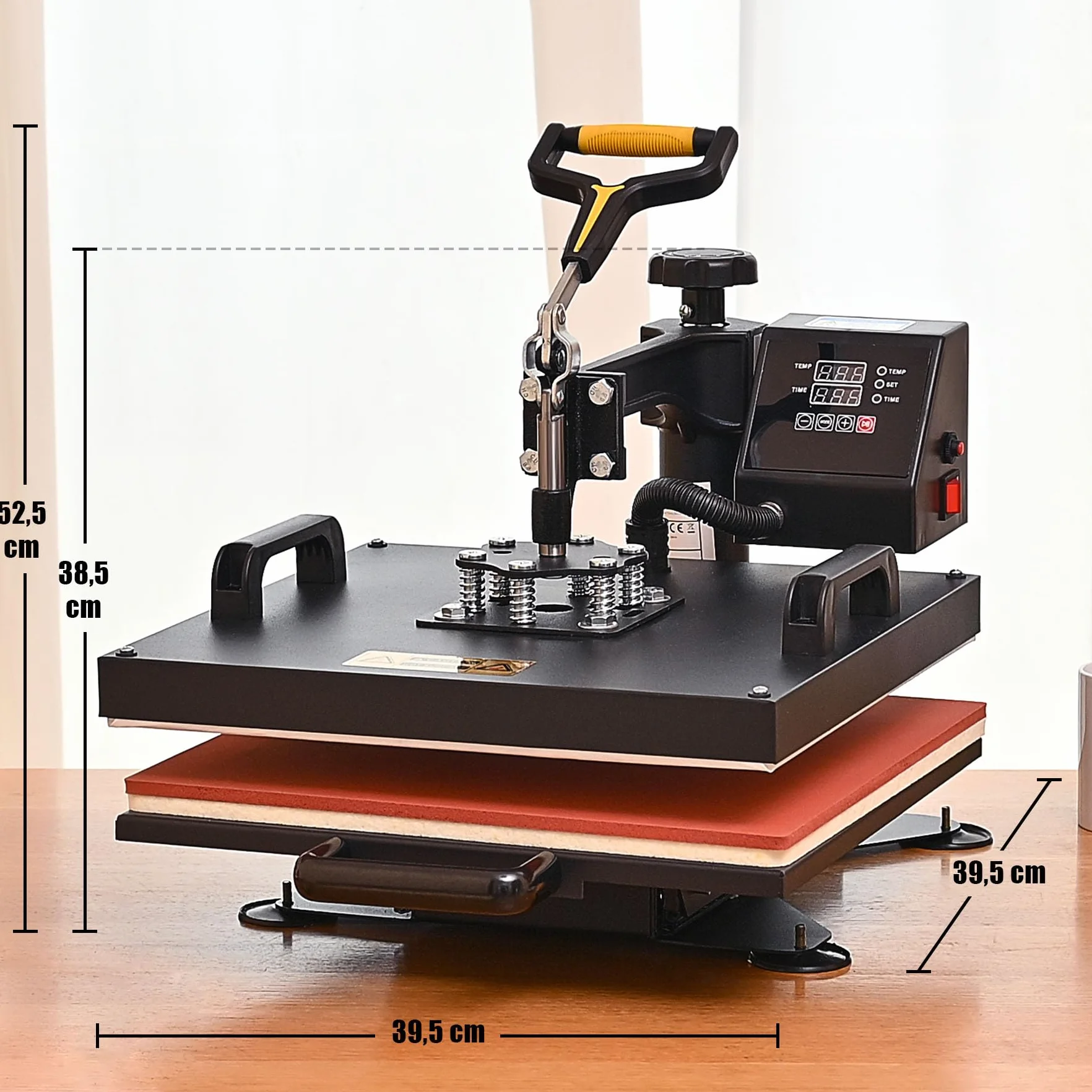 CREWORKS 8 IN1 Pressa a Caldo 38 X 38CM Pressa di Calore 1400W Termopressa Macchina per Sublimazione Digitale Rotazione a 360 Gradi Pressa a Caldo per Magliette Cappellini T-Shirt Tazze Piatti