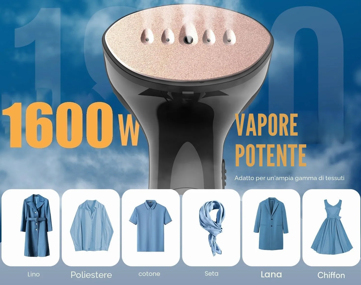 Ferro da Stiro Verticale 1600W, 30s Riscaldamento Rapido, 25g/min Vapore, Stiratore Verticale, 2 in 1 Ferro da Stiro a Vapore, Serbatoio Dell'acqua Estraibile da 150ml, Nero
