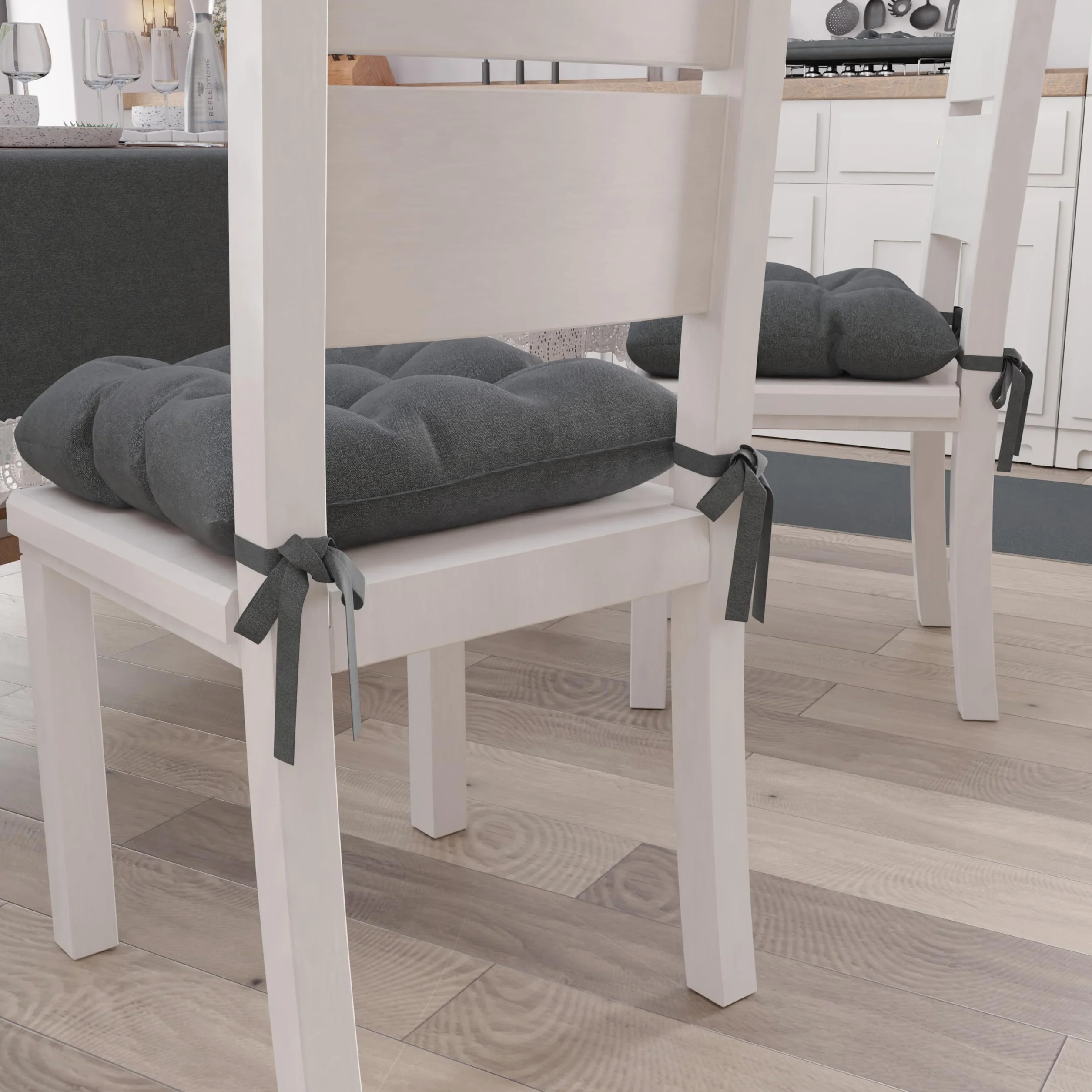 PETTI Artigiani Italiani Set 6 Cuscini per Sedia Cucina in Cotone Grigio Scuro Made in Italy