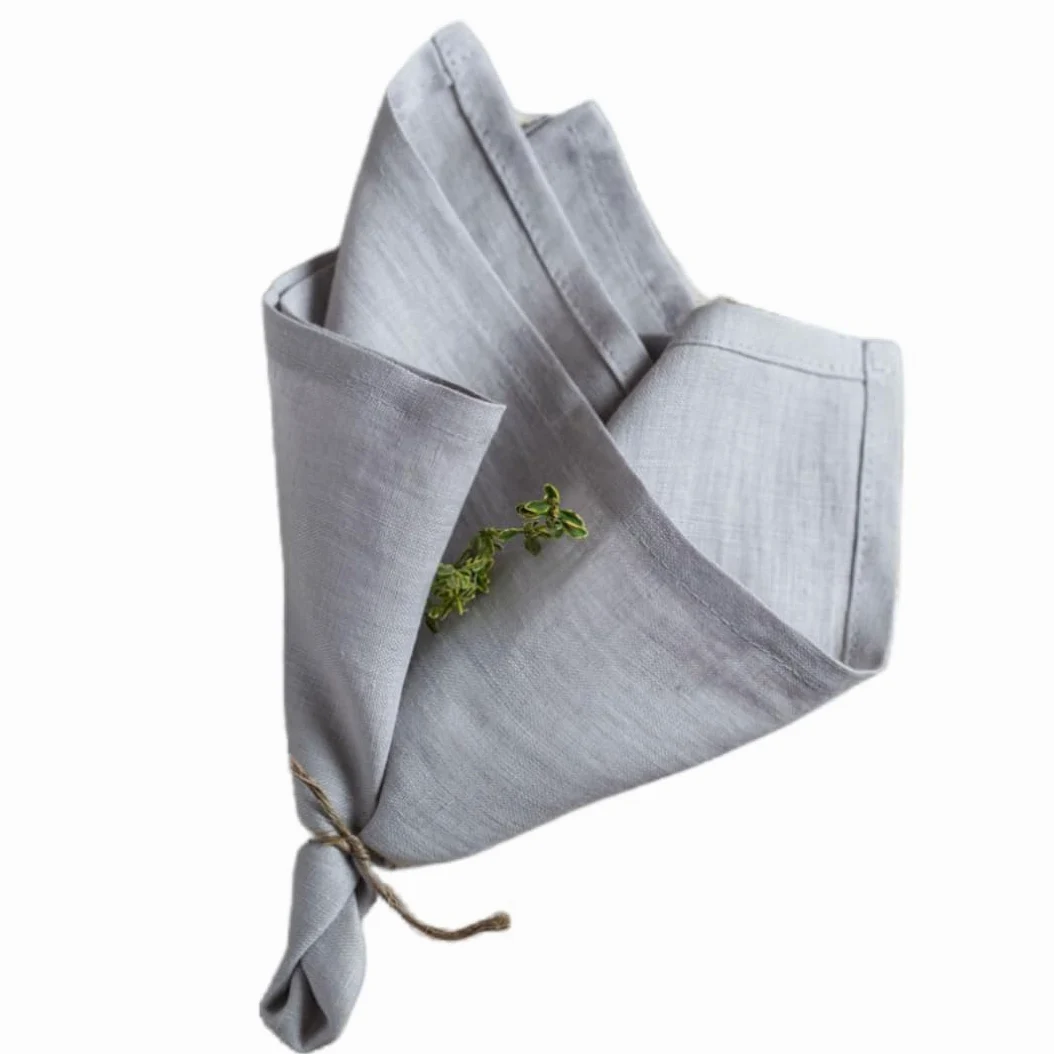 Tovagliolo Di Stoffa Tovagliolo Di Lino Da 20 Pezzi 45X45 Cm Panno Di Copertura Per Tovagliette Per Cibo Occidentale Grigio Strofinaccio Per Strofinacci - Grigio Chiaro