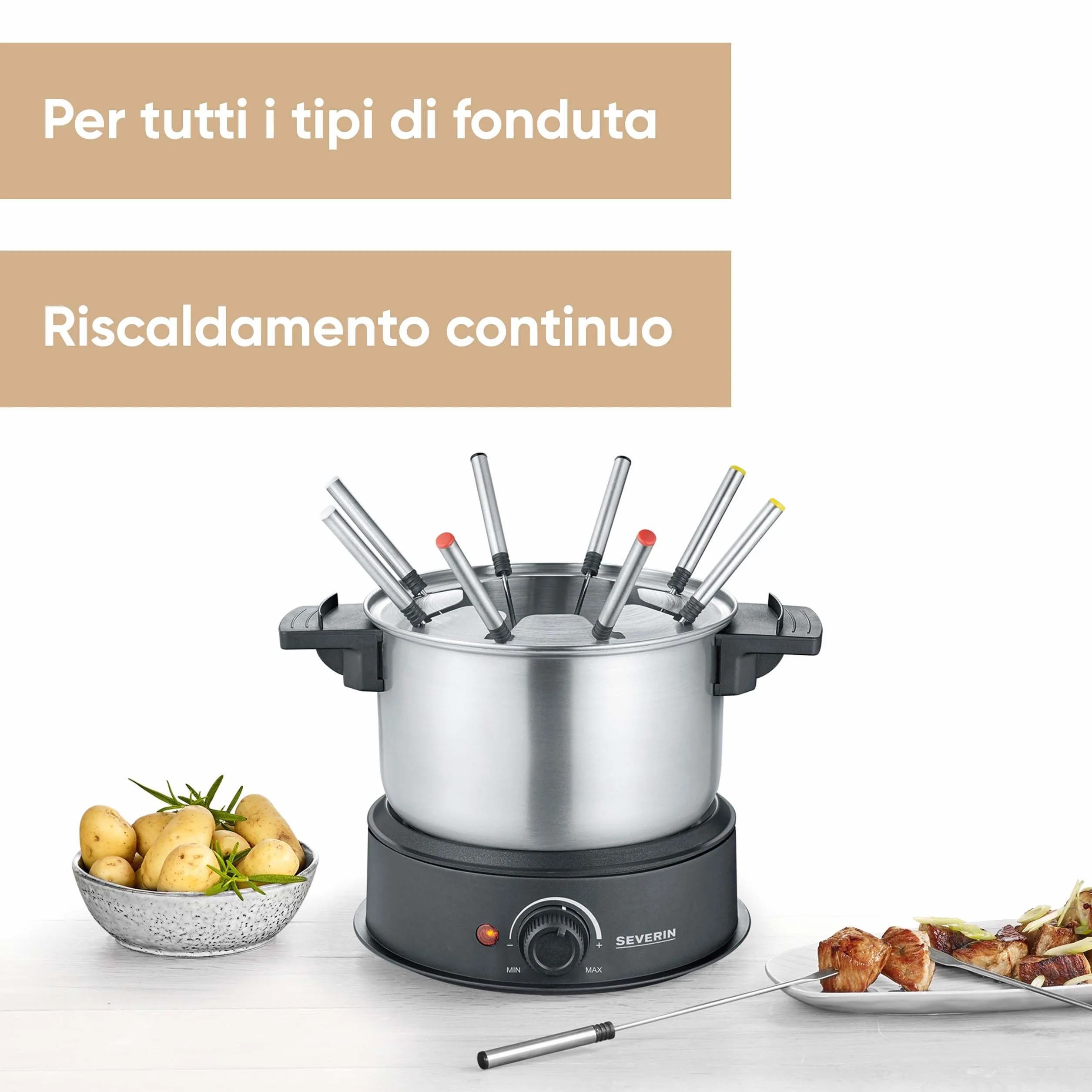 SEVERIN Fonduta Elettrico 1500W 1,4L Inox FO 2470