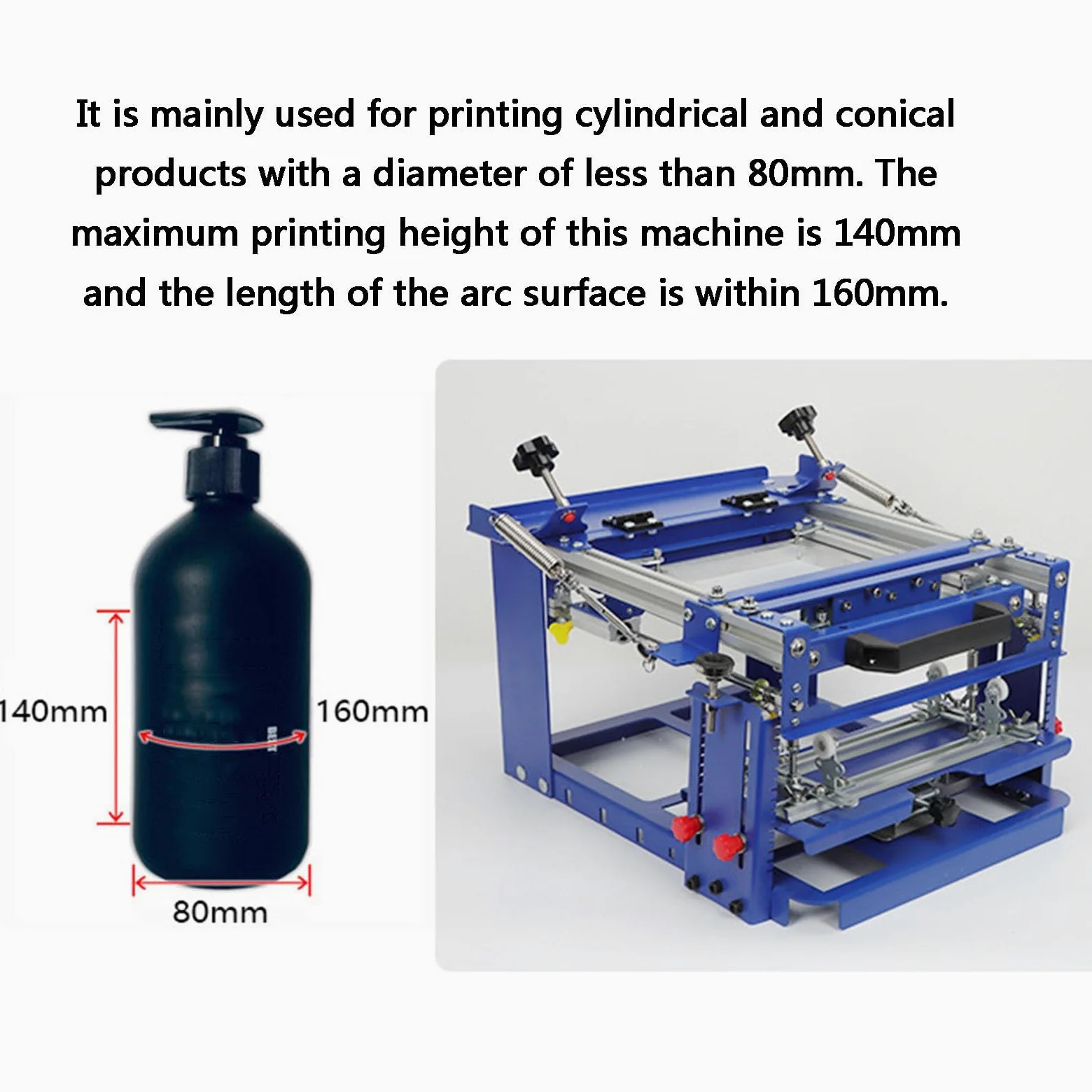 Macchina Serigrafica, Macchina da Stampa Serigrafica a Cilindro, Area Grafica Massima 160 * 140 Mm, per Prodotti Cilindrici E Conici Inferiori a 80 Mm