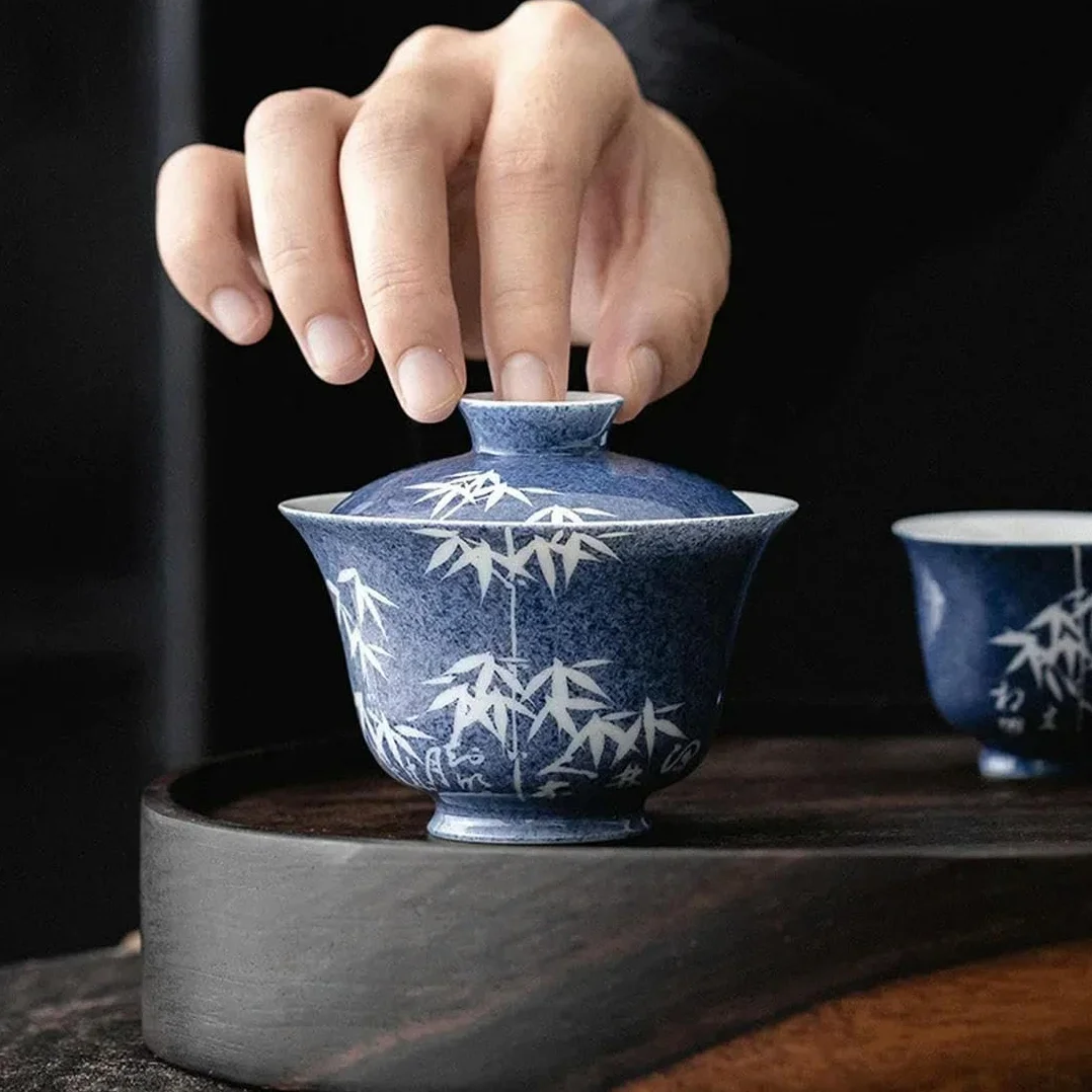 QQLADY Gaiwan Porcellana Cinese Set da tè 100 ml Kung Fu Chawan Tazza