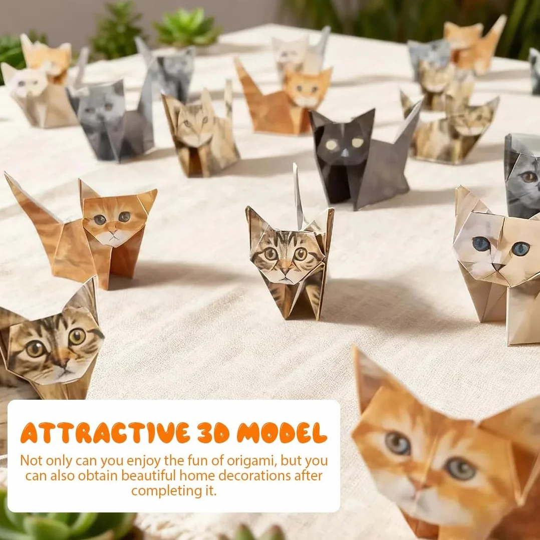 Zestaw Origami 3D Gatti Carta 50 Fogli Kit Fai da Te per Bambini e Adulti