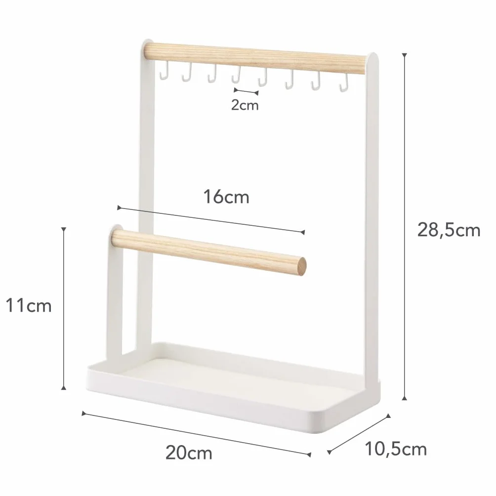 YAMAZAKI TOSCA Accessory Stand White Steel Wood 20 x 10.5 x 28.5 cm