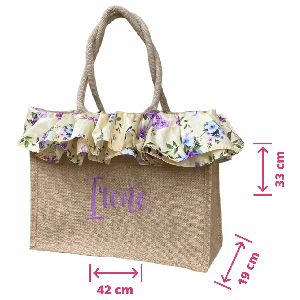 Borsa Mare in juta con ricamo personalizzata e pochette asportabile - Vacanze - Estate - Festa della Mamma