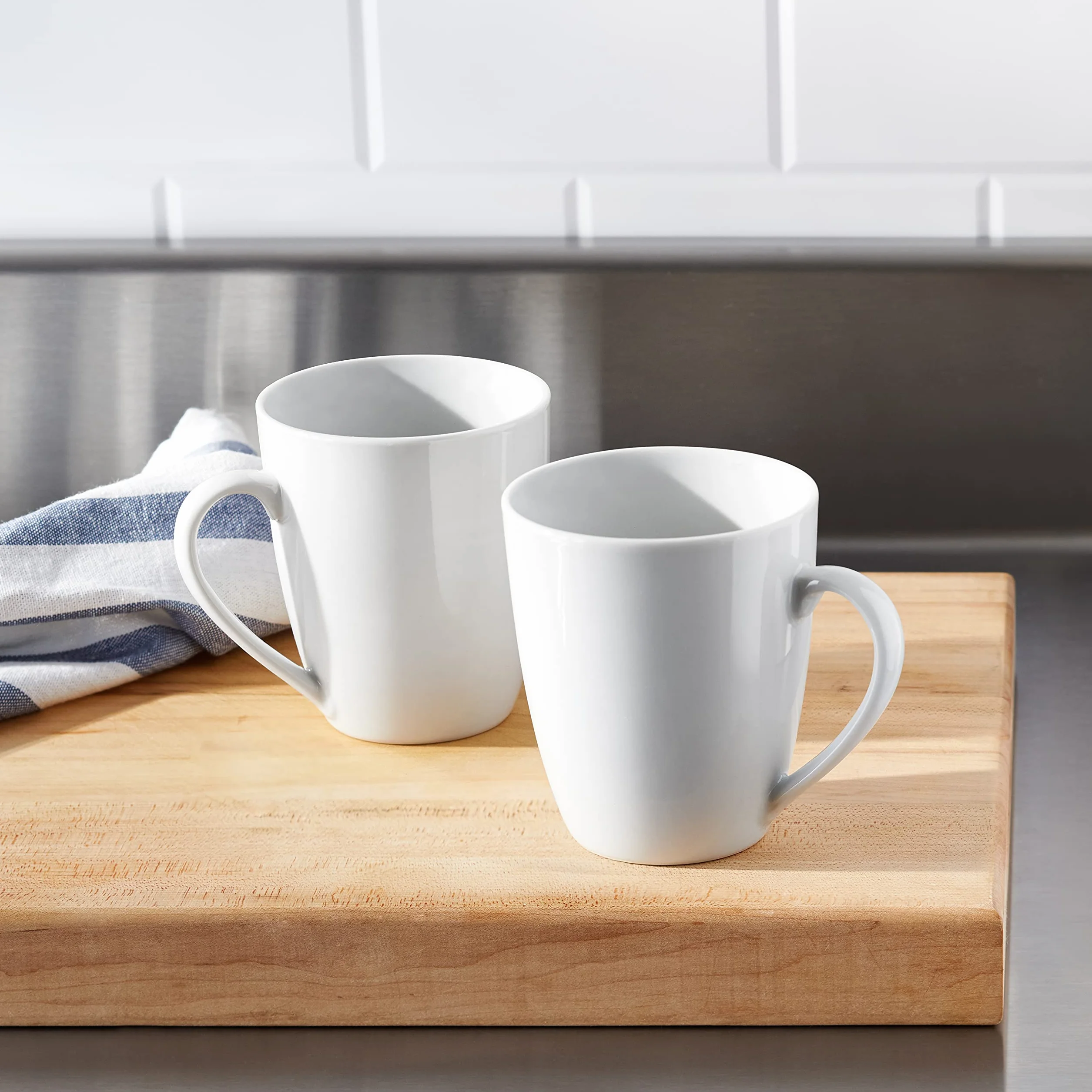 Amazon Basics tazze porcellana confezione 12 355 ml Bianco